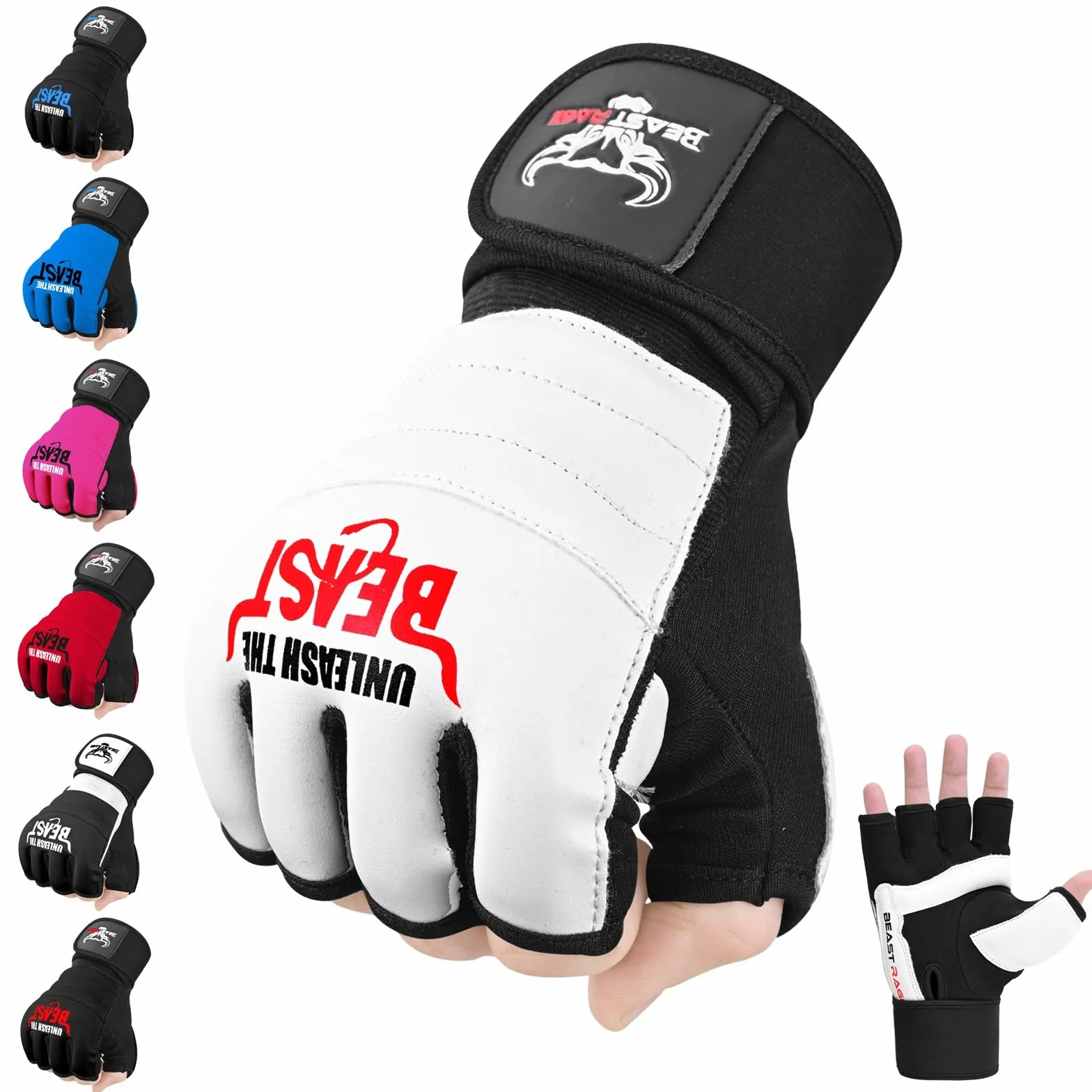 BEAST RAGE Rękawice bokserskie MMA Kickboxing Muay Thai półpalcowe