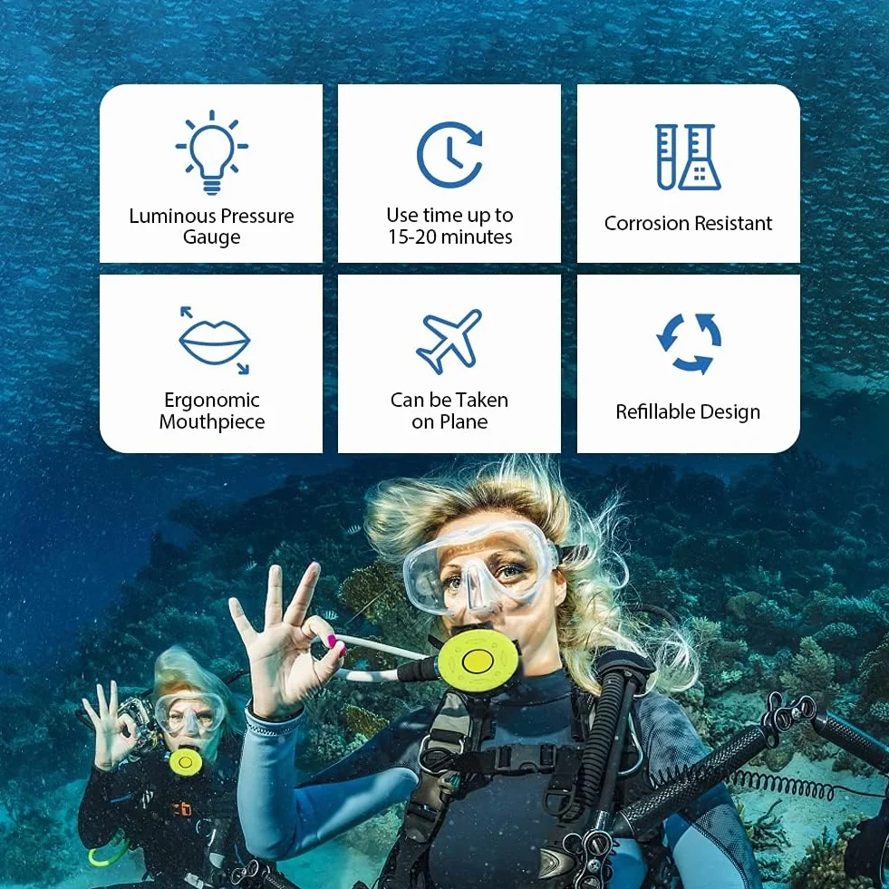 Mini Scuba Tank 1L Bombola Subacquea Ossigeno Serbatoio 15-20 Minuti Diving