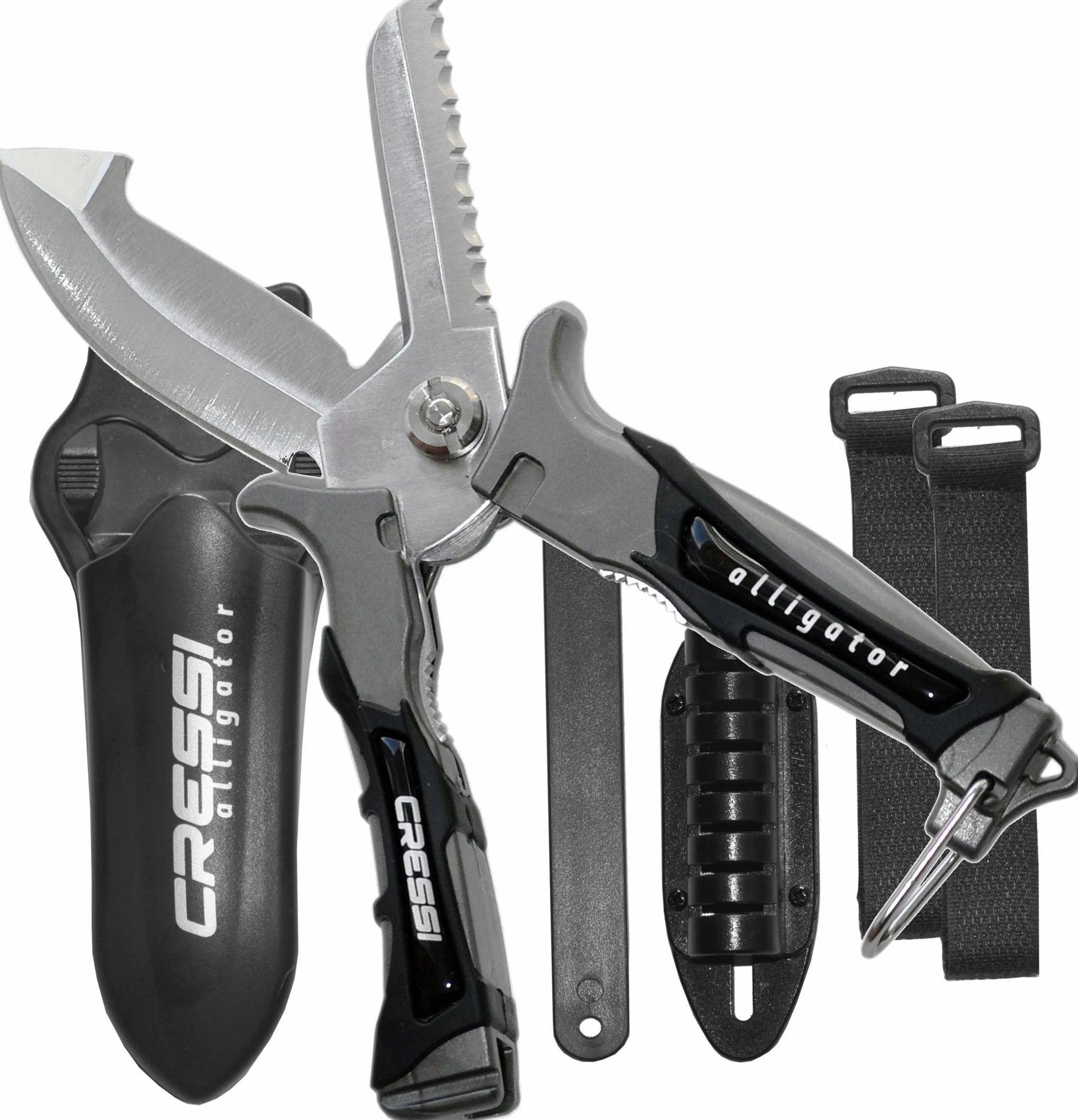 Cressi Alligator Coltello-Forbice Subacqueo Nero