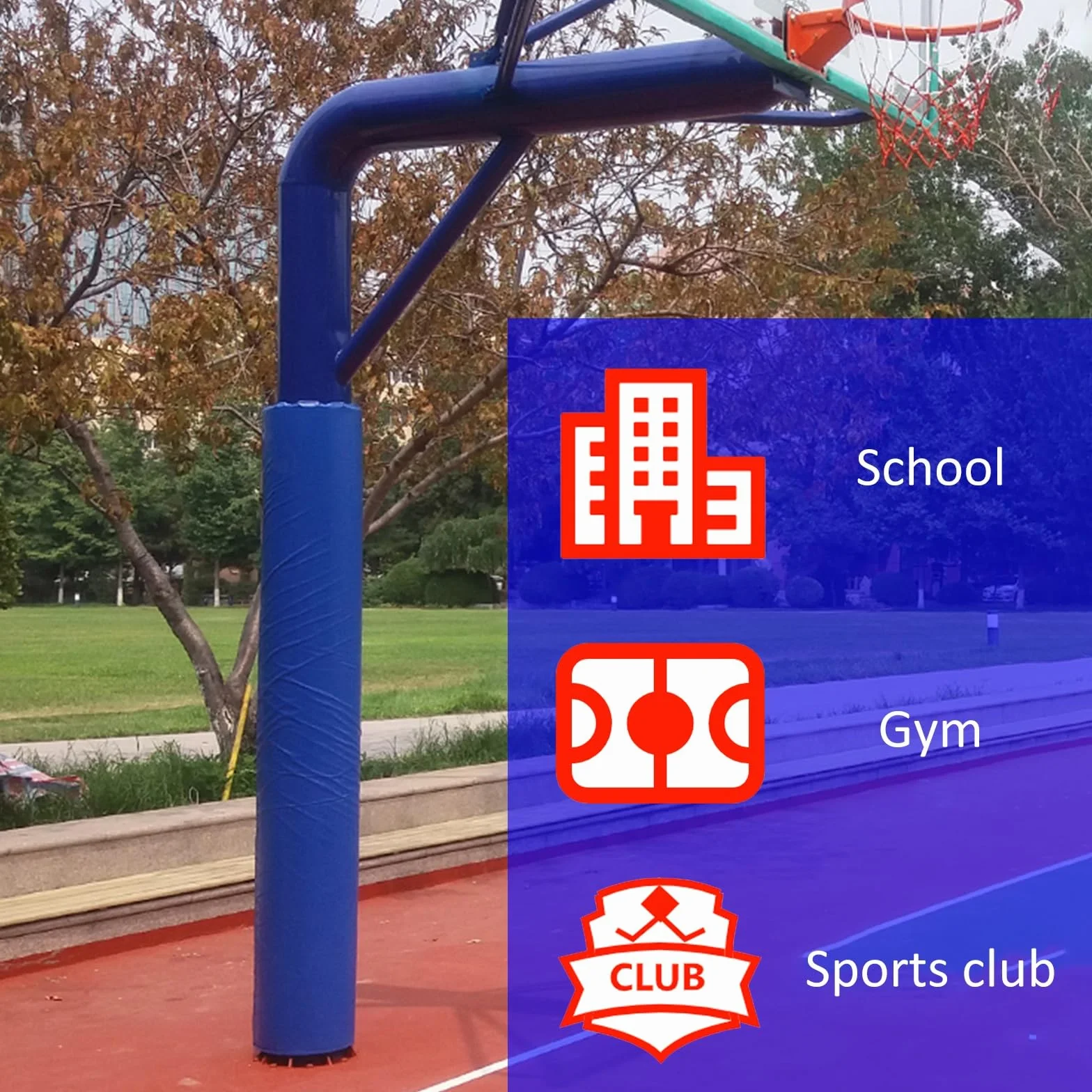 Cuscino Per Palo Di Basket Imbottiture per Pali 11-22 cm, Protezioni Resistenti alle Intemperie, Blu, Dia 220mm