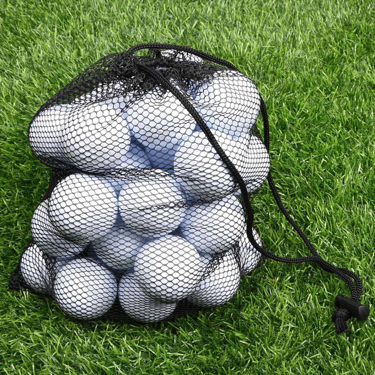 Contenitore per palline da golf in nylon con coulisse, grande capacità borsa multifunzionale