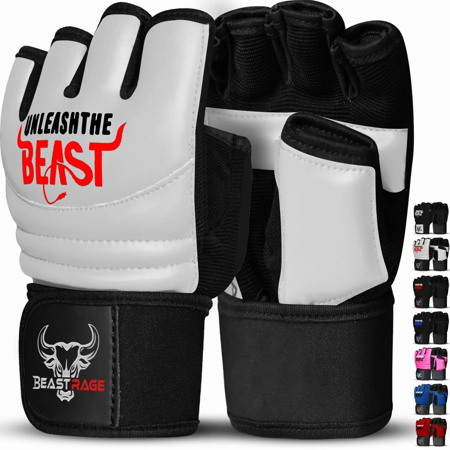 BEAST RAGE Rękawice bokserskie MMA Kickboxing Muay Thai półpalcowe