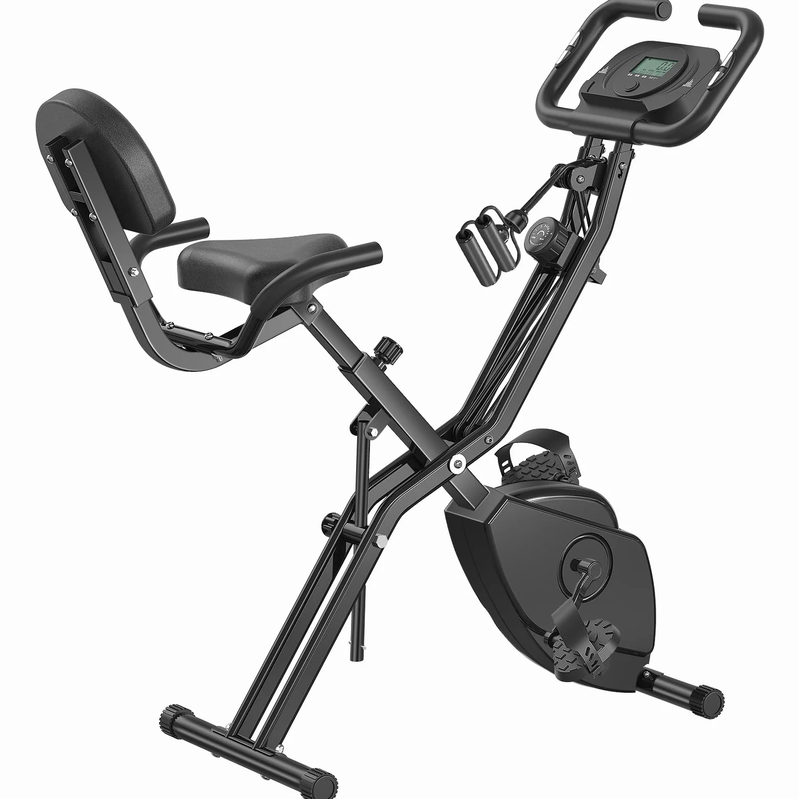 Bicicletta Cyclette Pieghevole da Casa, Bike Fitness Silenzioso con 8 Livelli di Resistenza Magnetica, Display LCD, Design Compatto Salvaspazio per Allenamento Cardio Indoor