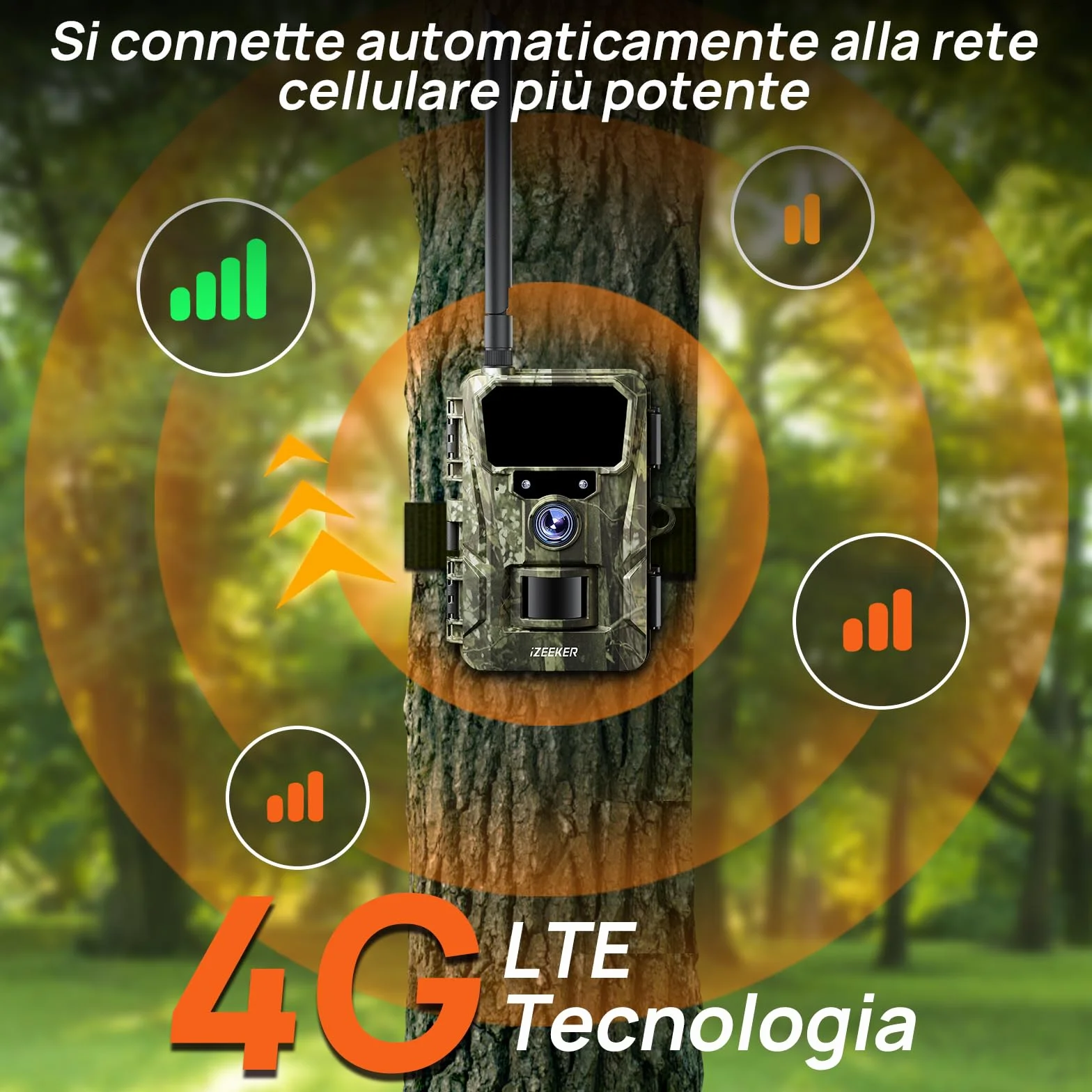 iZEEKER 2 in 1 Fototrappola Cloud 4G & Standard, 2K HD 48MP Visione Notturna, IP66