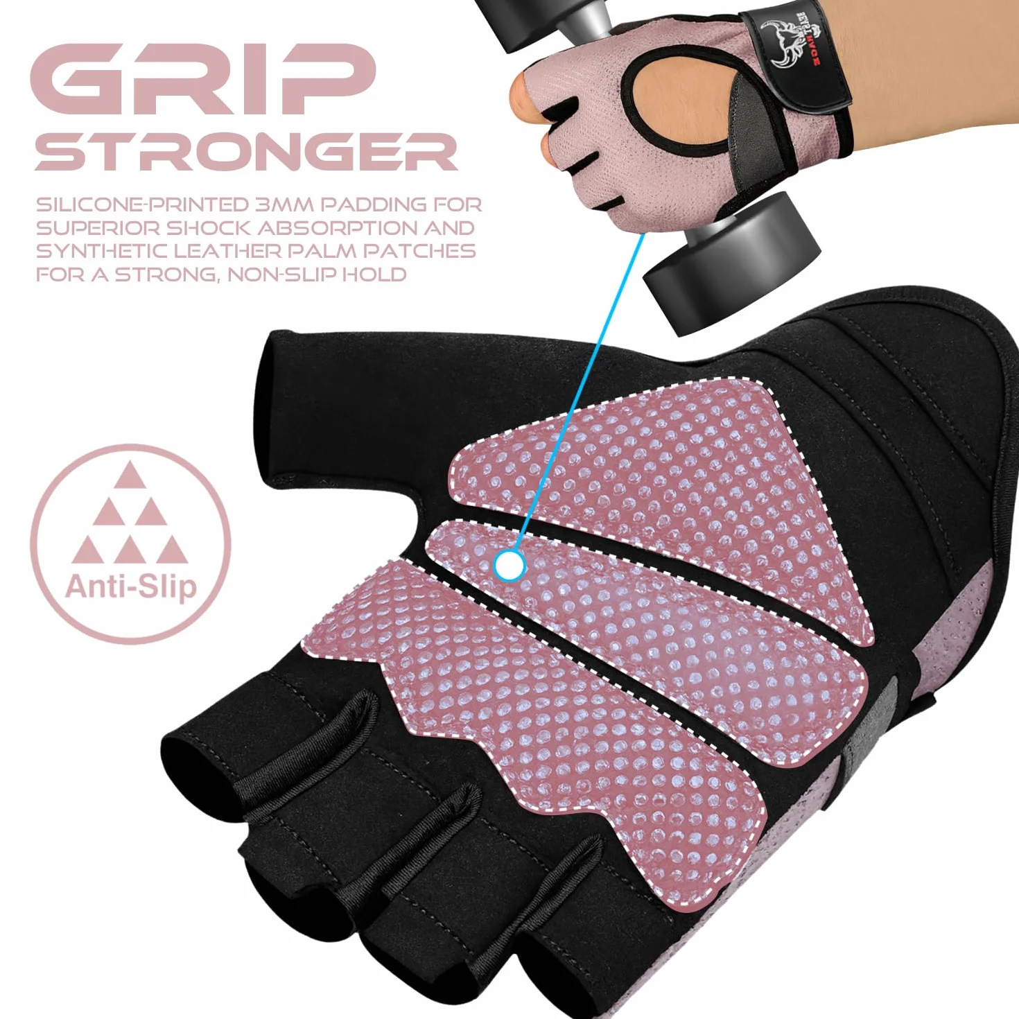 BEAST RAGE Guanti da palestra palmo imbottito in silicone antiscivolo traspiranti
