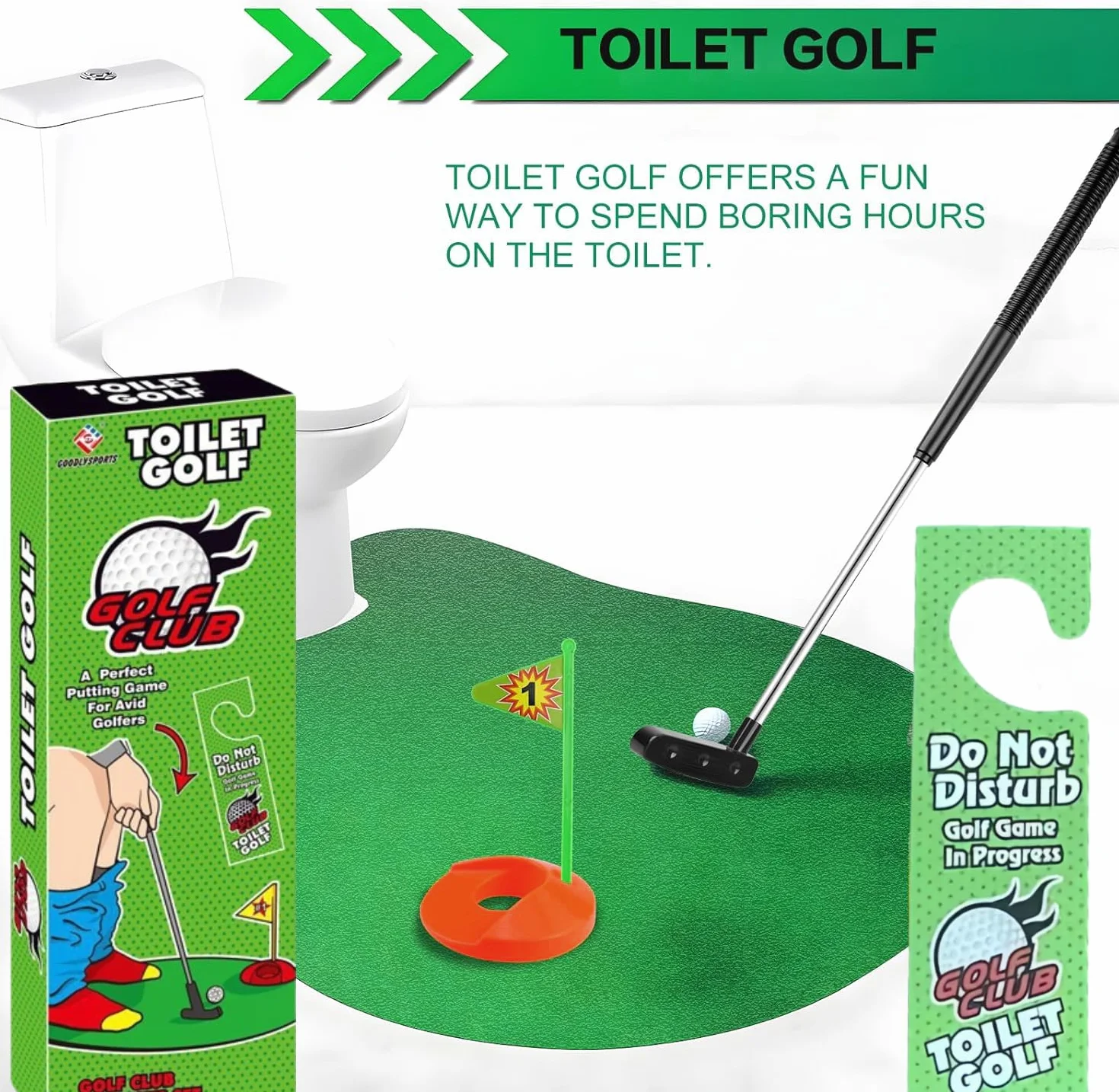 Kiuiom Divertente Minigolf Set 6 Pezzi con Mazza Tappetino 2 Palline Appendiabiti Regalo Uomo