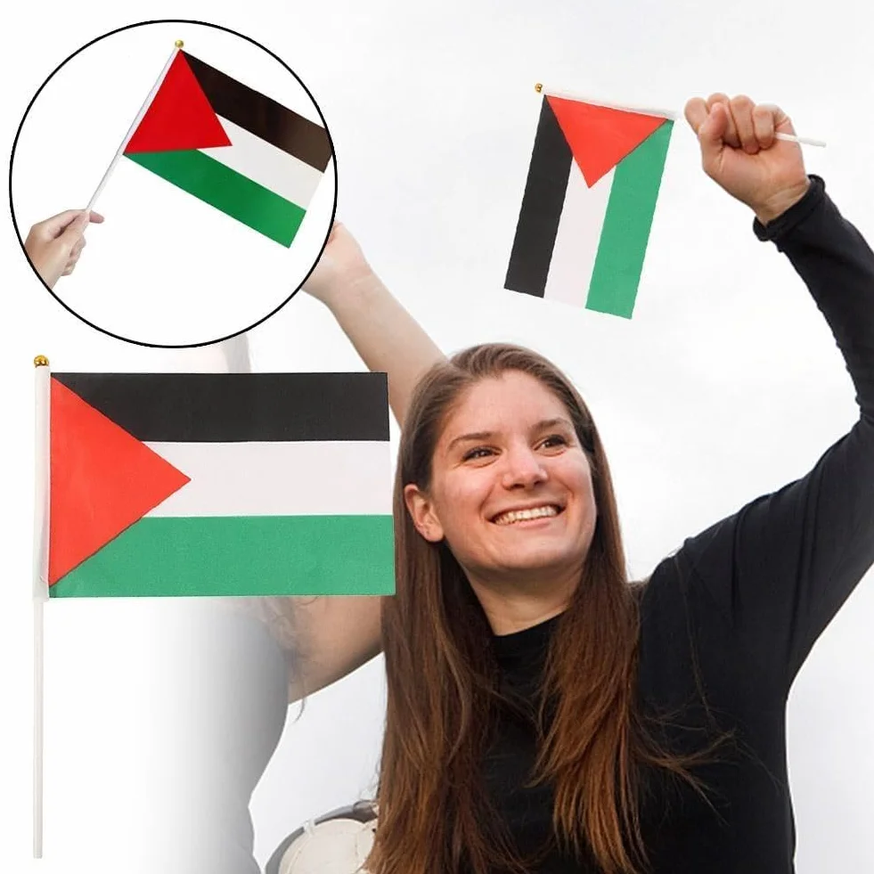 Palestina bandiera palestinese con palo I Stand mano sventolando