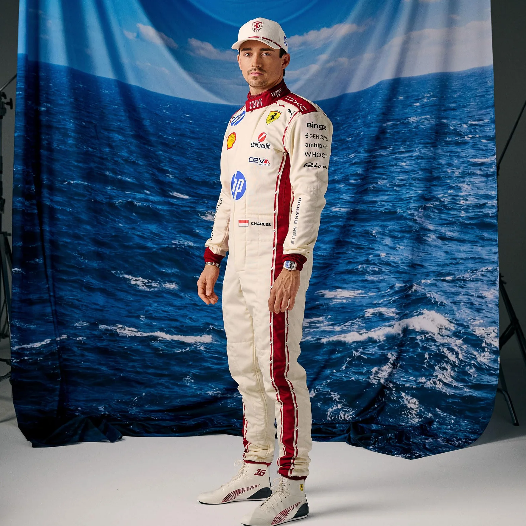 PUMA Scuderia Ferrari F1 Cappellino Special Edition Monaco GP 2026 Charles Leclerc off White
