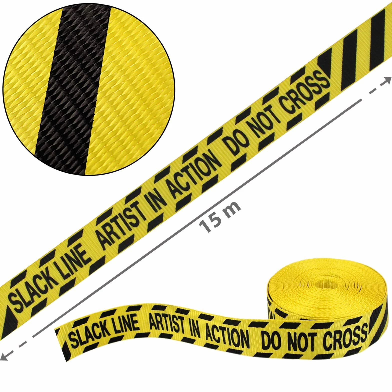 ALPIDEX Slackline 15 m per principianti e esperti, carico max 2 tonnellate, borsa da trasporto, giallo