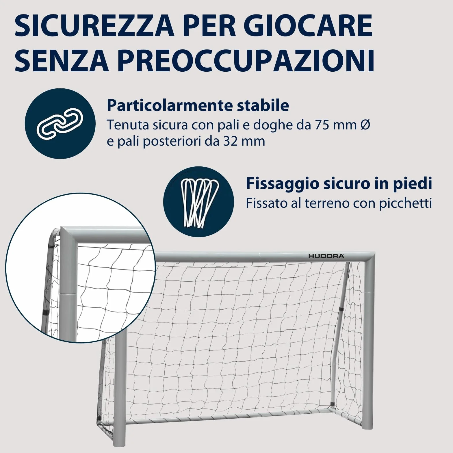 HUDORA Porta Calcio Expert calcio porta resistente all'acqua stabile rete fitta