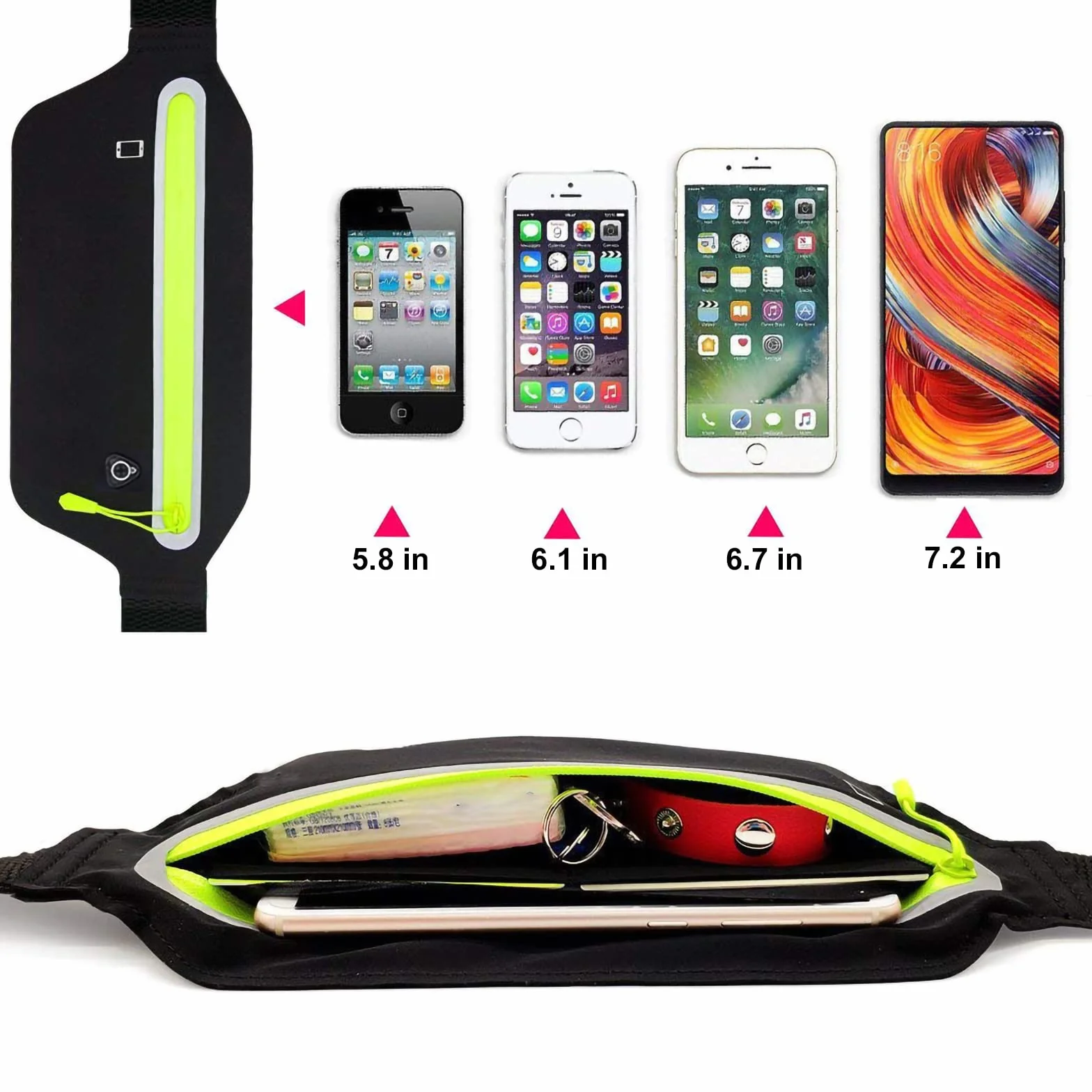 BAIWOAK Marsupio da corsa sottile ultra leggero Nero