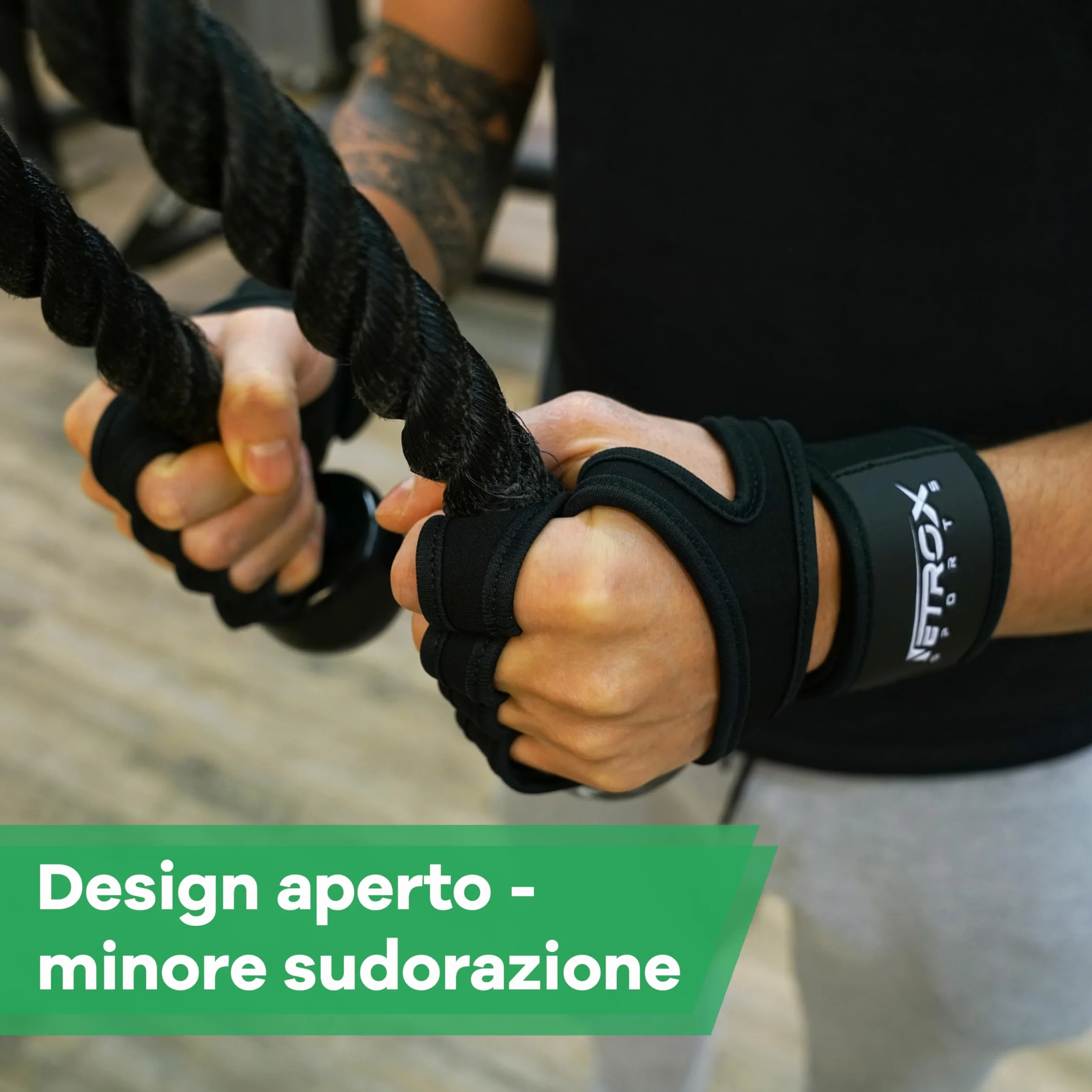 NetroxSports Guanti Palestra Uomo Donna 40cm Polsini Antiscivolo Traspirante Fitness Gym Gloves