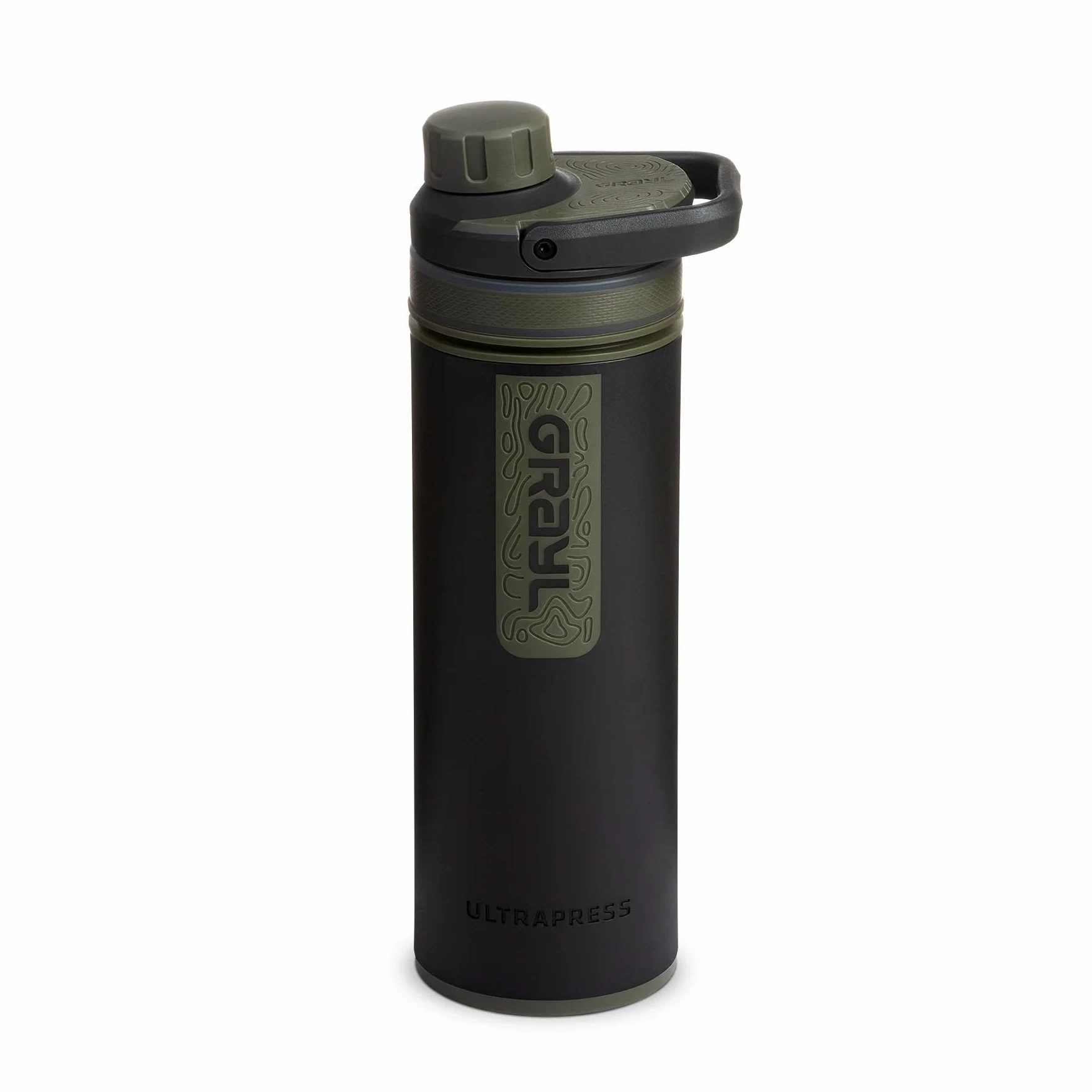 GRAYL UltraPress 500 ml, filtro acqua potabile, elimina il 99,99% di batteri e virus, perfetto per campeggio, sopravvivenza e viaggi (Camp Black)
