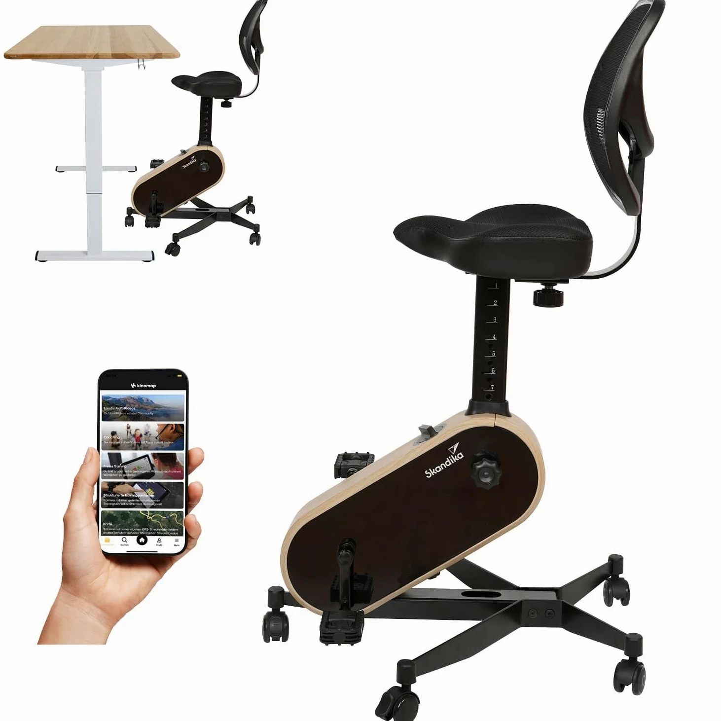 Skandika Liten Mini Cyclette con Computer LCD, 8 Livelli di Resistenza, Braccio e Torace Trainer per la casa, L'Ufficio e la scrivania, Peso utente 110 kg