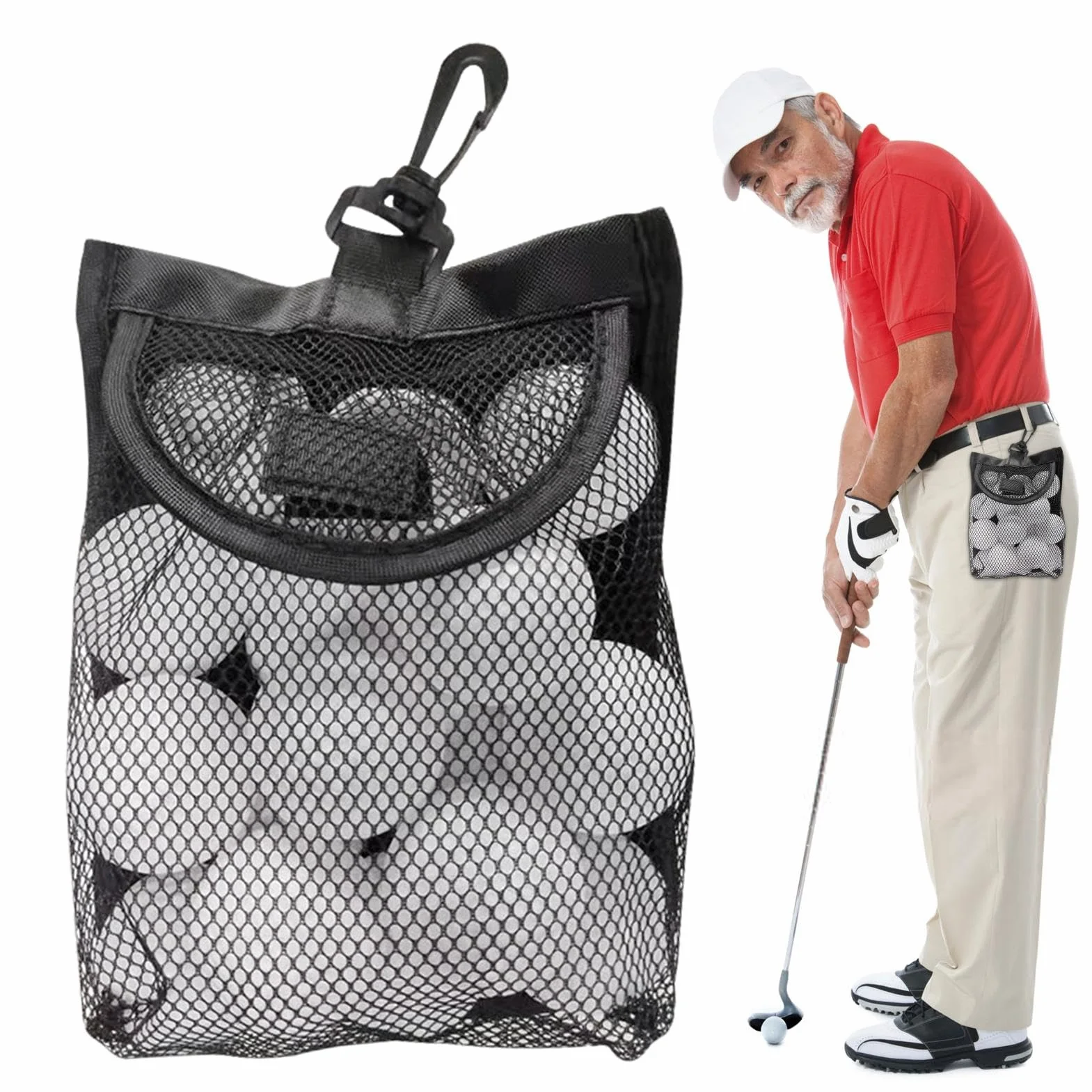 Borsa per Palline da Golf in Rete di Nylon Leggera per 18 Palline