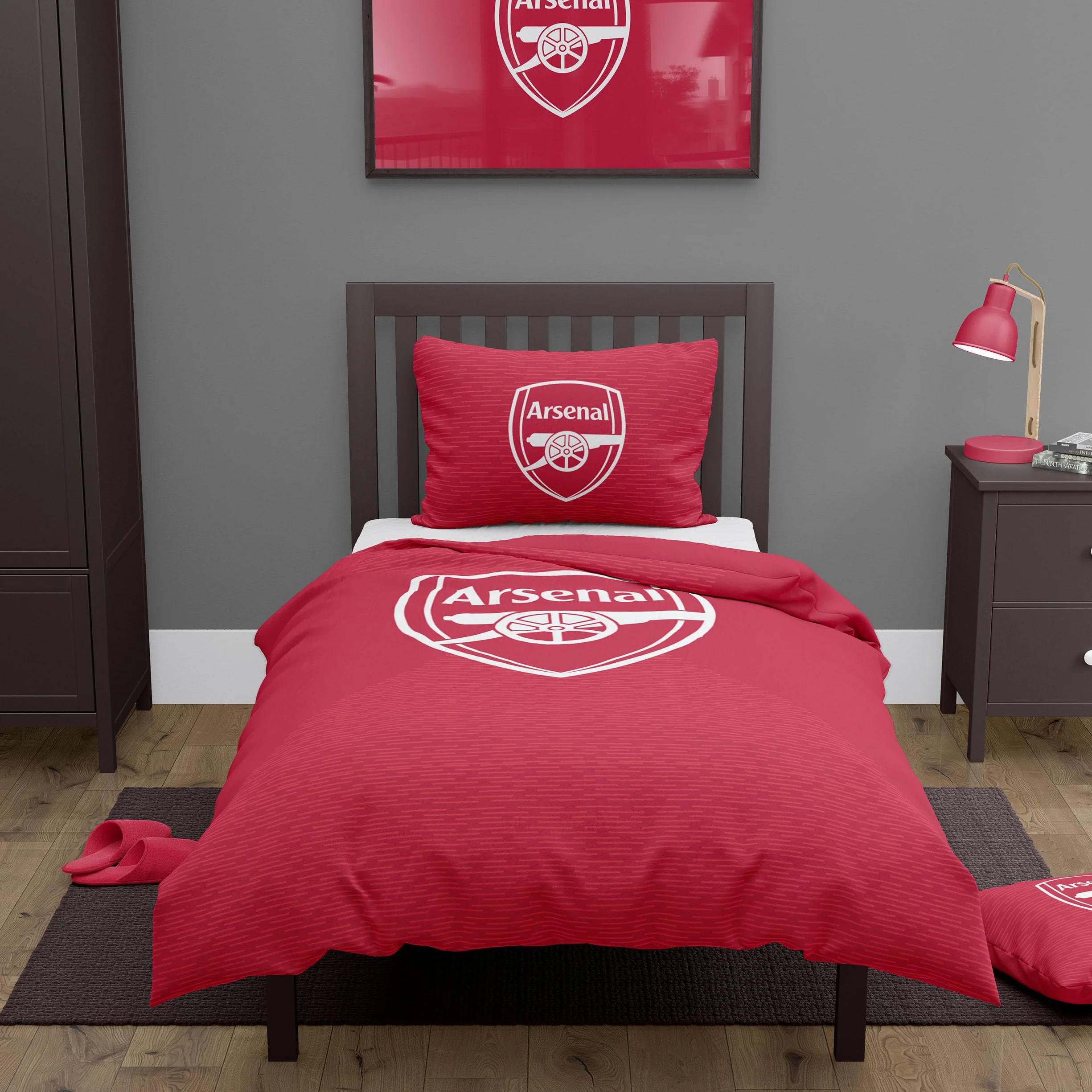 FOCO Arsenal FC Football Essential Singolo Copripiumino e Federa Set Biancheria da Letto
