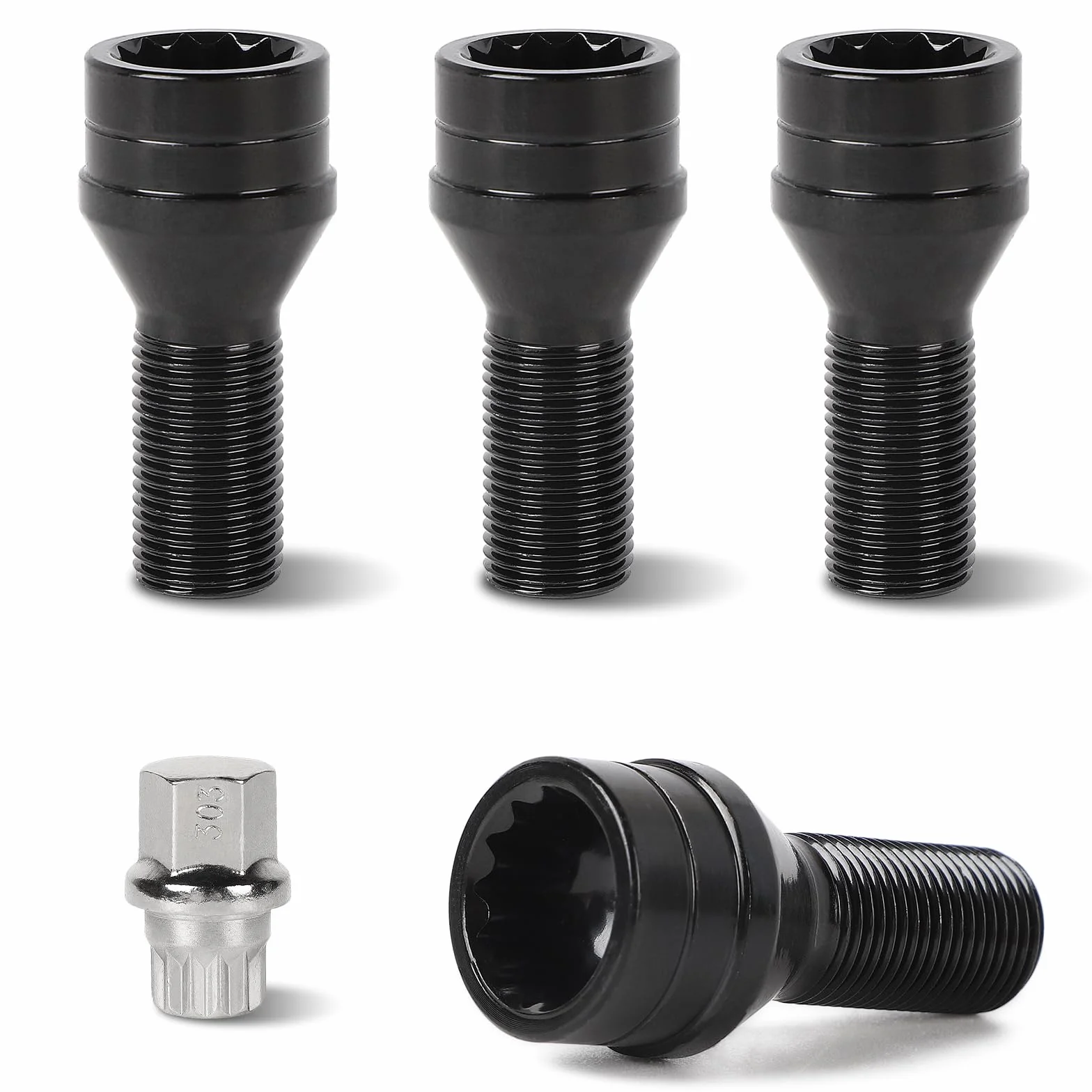 EFUTURETIME 4 x Bulloni Antifurto per Ruote M14 x 1,25 mm Bullone Ruota con un Dado di Sicurezza Compatibili con B-M-W & Mini (OE: 36136776076)