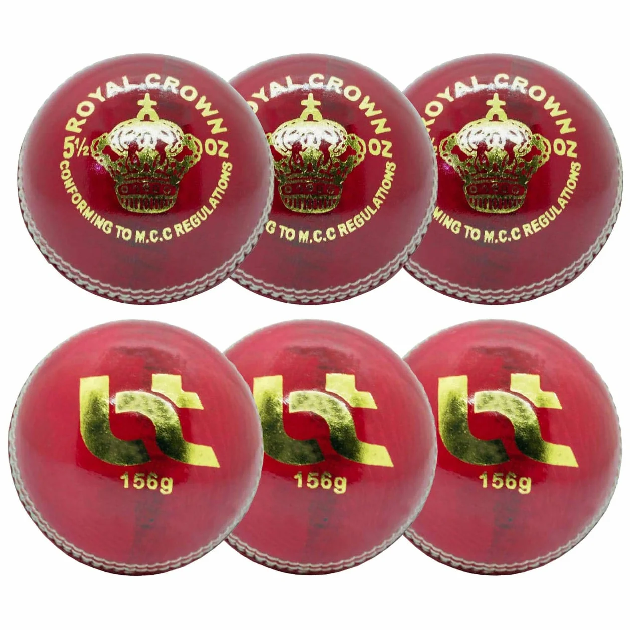 Palline da Cricket Rosse 156g Vera Pelle Confezione 6