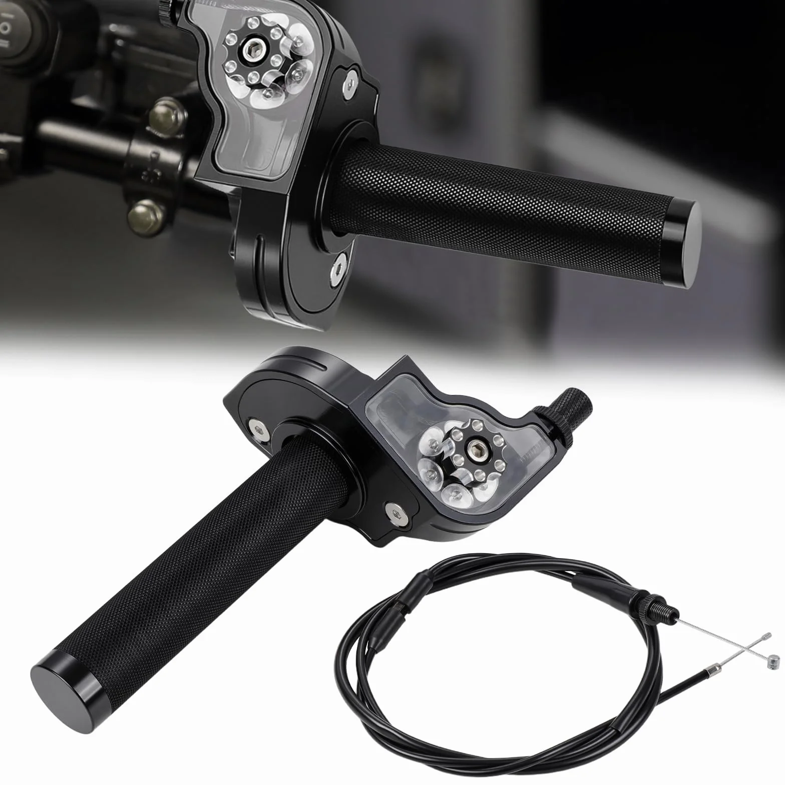 Gas Rapido Domino Moto 7/8'' 22mm Manopole Acceleratore Quick Draw Regolabile Universale per EXC SX XC XC-W EXC-F RR CR CRF CT200U YZ YZF PW WR TTR KLX KX KXF TE TX 50-250cc Pit Dirt Bike Scooter Nero