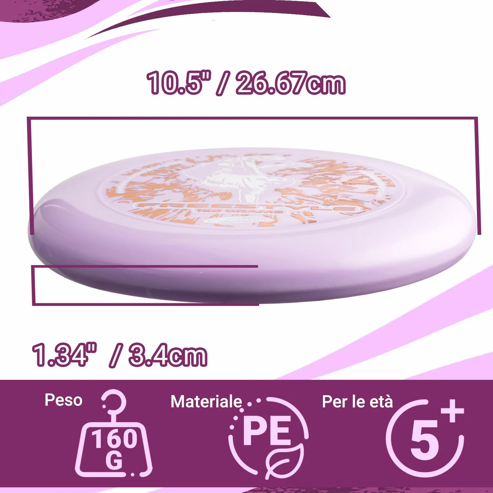Wham-O Frisbee Freestyle Disc 160g 26,67cm PE Resistente e Flessibile per Spiaggia all'aperto