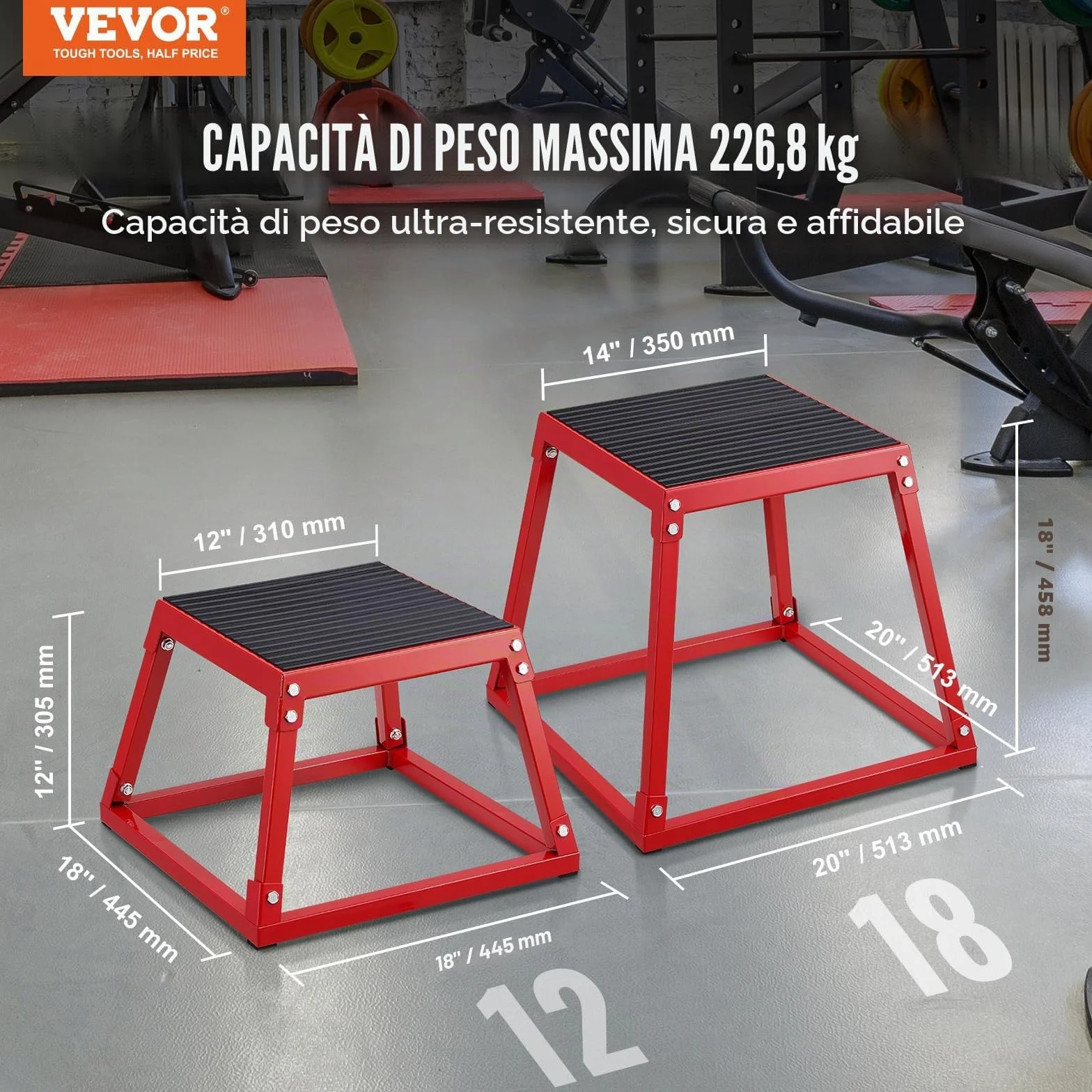VEVOR Box Pliometrico 305mm Piattaforma Pliometrica Carico 227 kg Jump Box Allenamento Fitness Crossfit