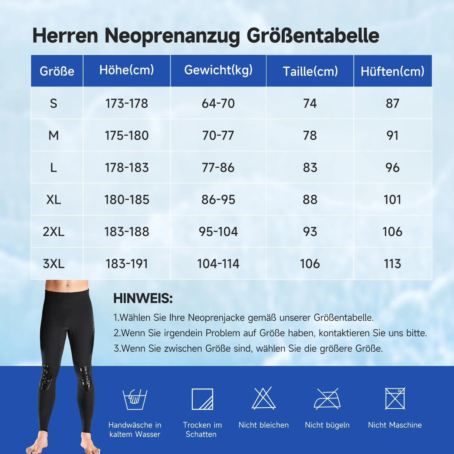 Pantaloni in neoprene da uomo 1,5 mm per immersioni surf nuoto snorkeling kayak