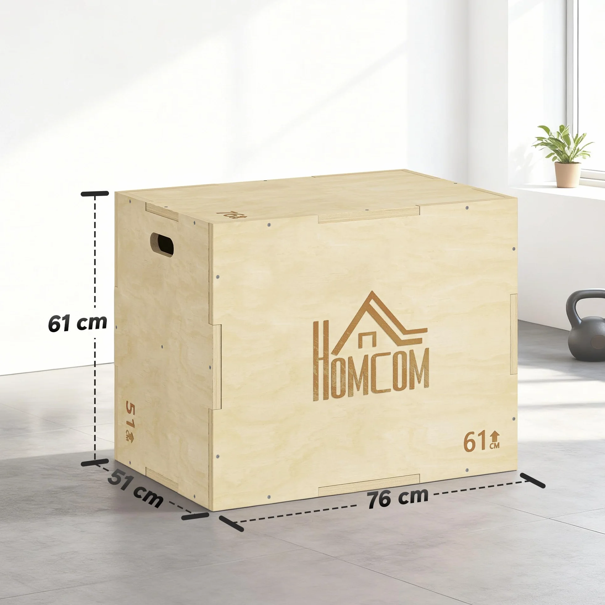 HOMCOM Plyo Box a 3 Altezze Regolabili in Legno di Faggio per Casa e Palestra