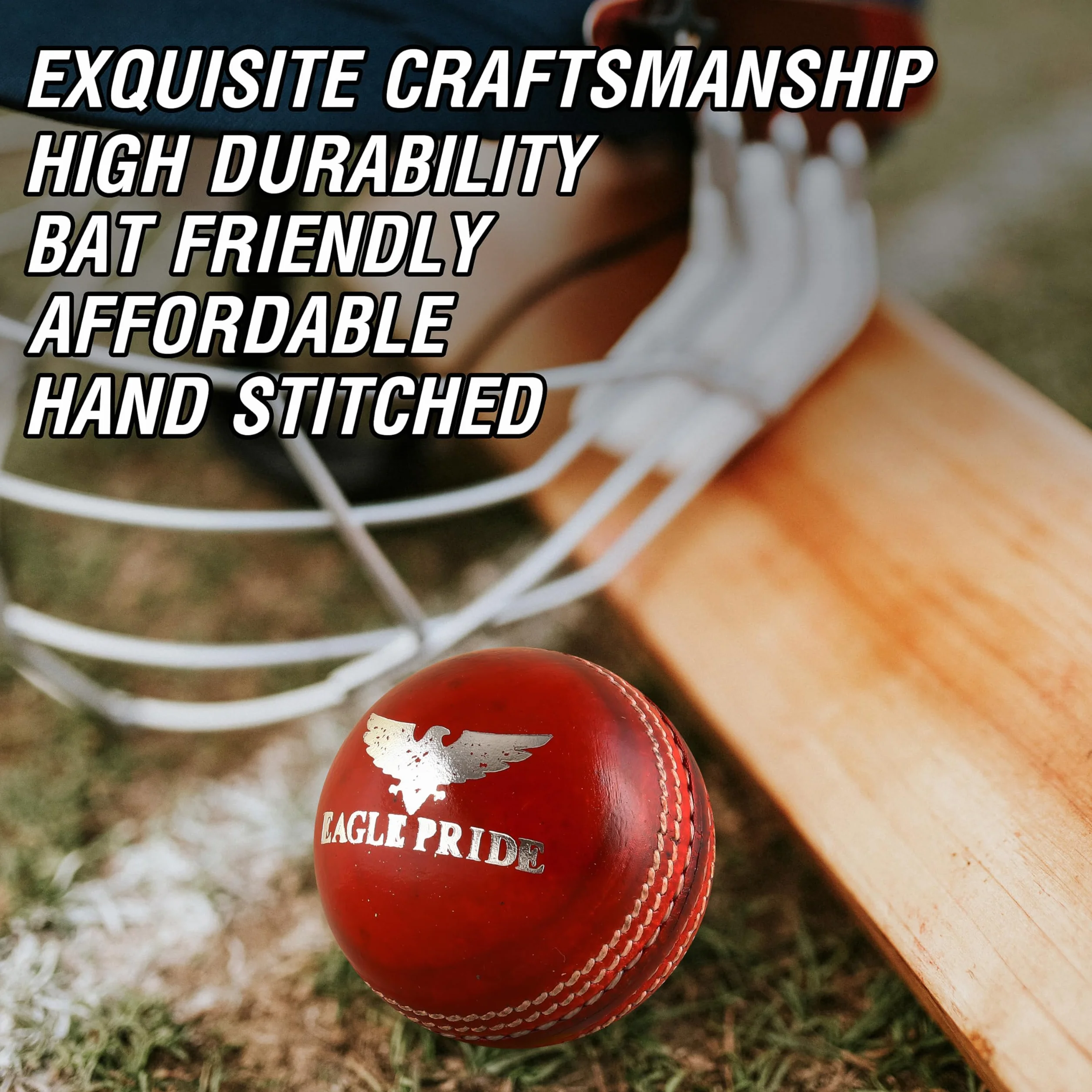 Crown Match Cricket Balls Red White 156g 5.5oz Leather Hard Balls for Club Practice Test Matches