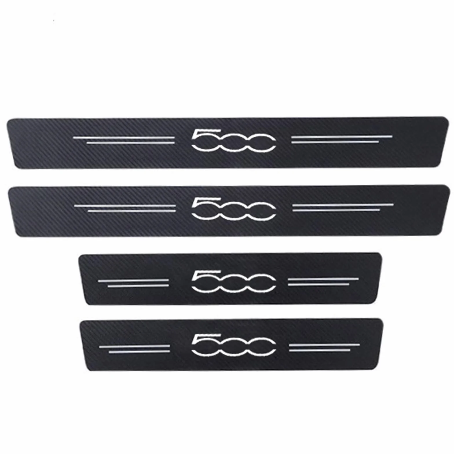 4 Pezzi Fibra di Carbonio Soglia Porta Battitacco Adesivi, per Fi-at 500 Benvenuto Pedaliera Protezione Styling Decorativi Accessorio di Finitura Con Logo