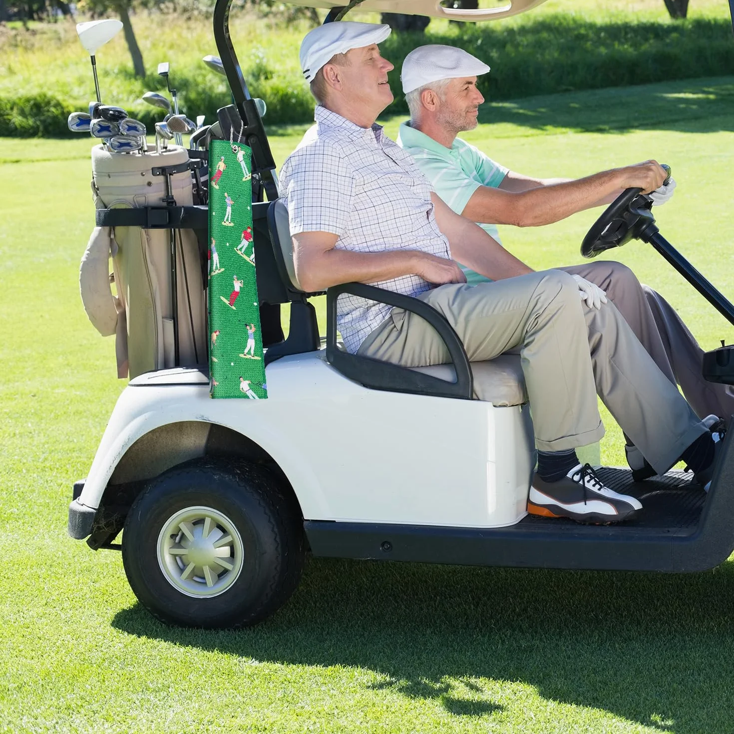 Asciugamano da Golf 60x40cm Microfibra Ricamato con Moschettone Assorbente a Nido d'Ape Accessori Sportivi