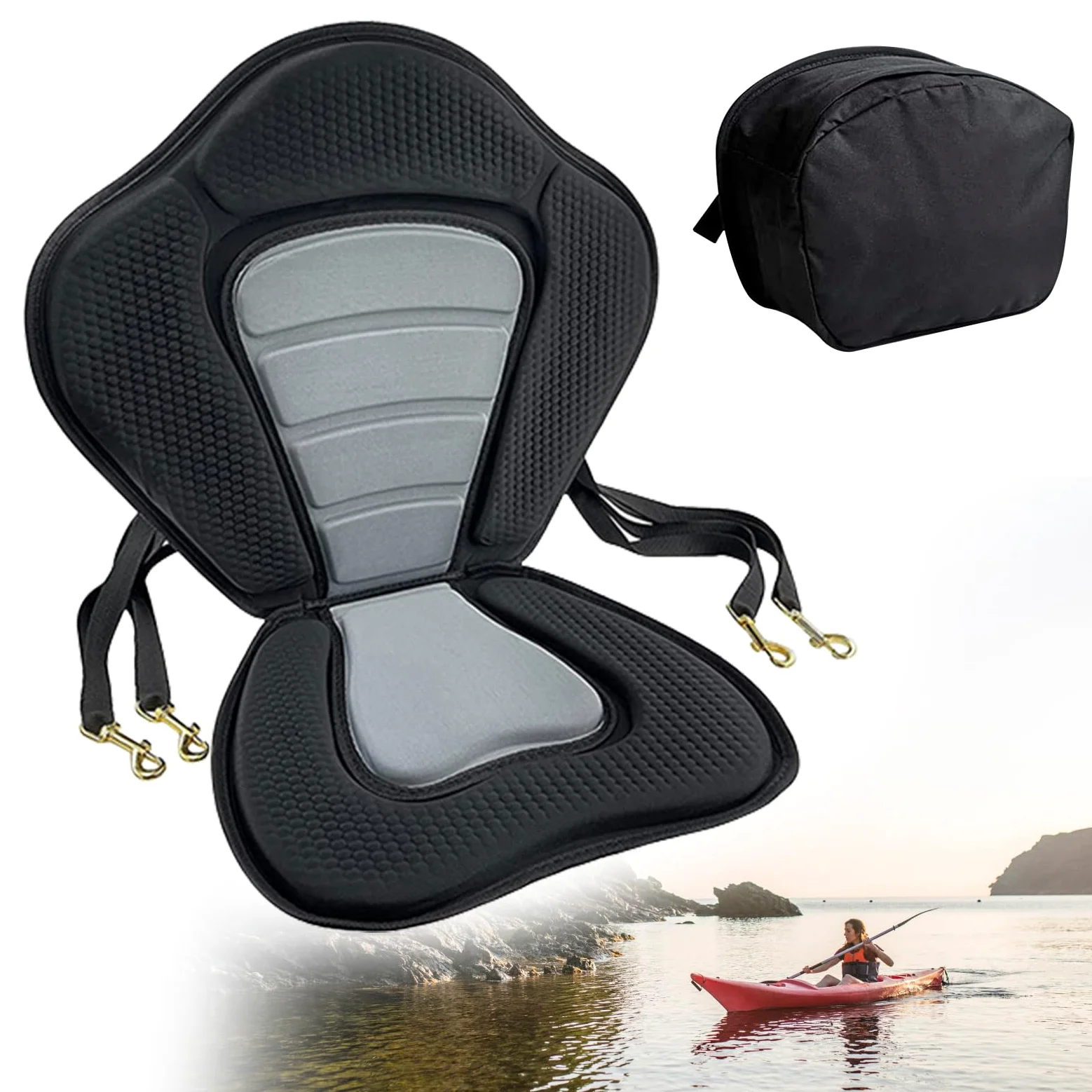 Sedile per Kayak con Sacca di Stoccaggio Rimovibile Sedile in Schiuma Eva per Barca Regolabile per Uso Multiplo Sedile per Kayak per Kayak, Canoe, Rafting, Yacht, Barche da Pesca