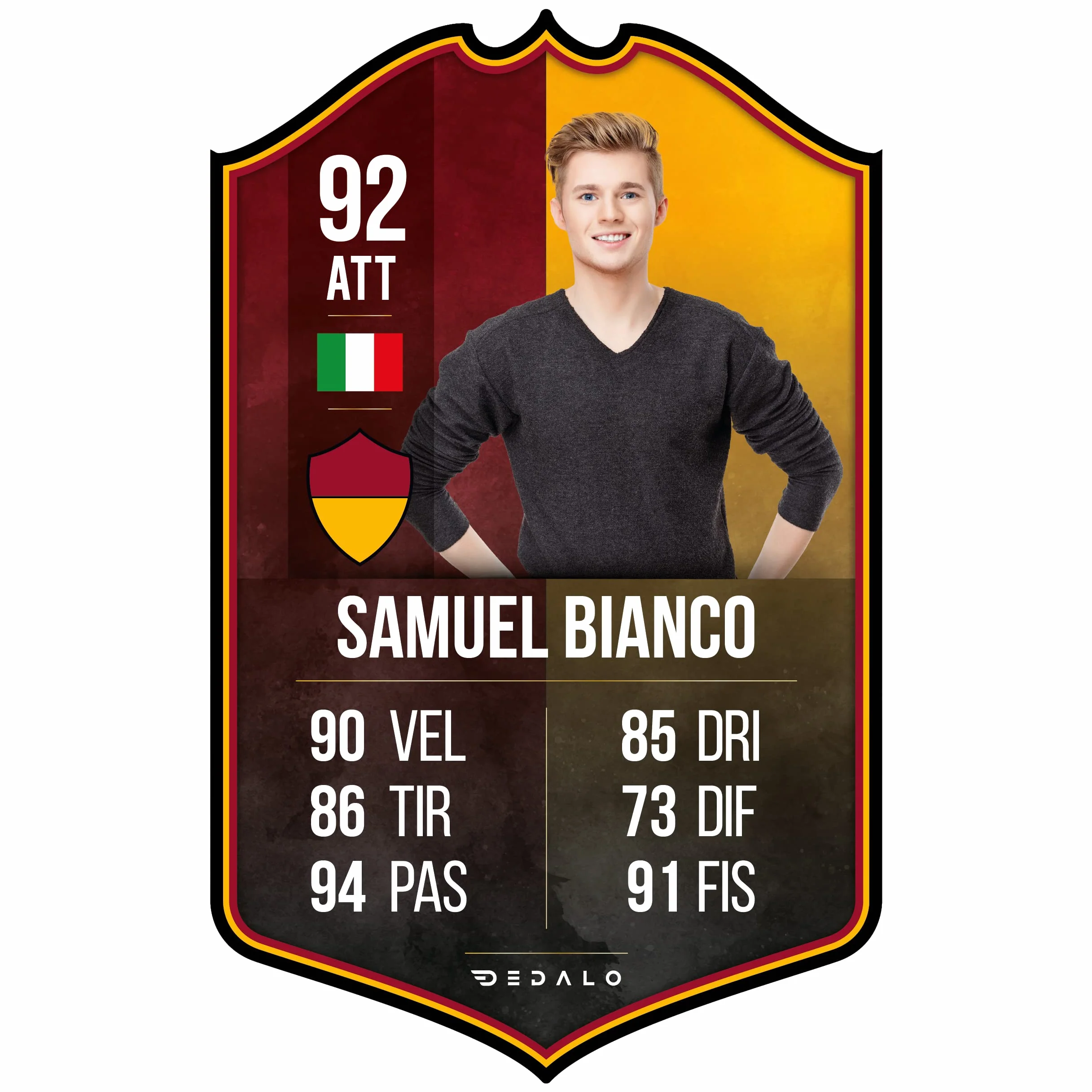 Card Calciatore Personalizzata Stile FUT con Foto Scudetto Statistiche Regalo Calcio