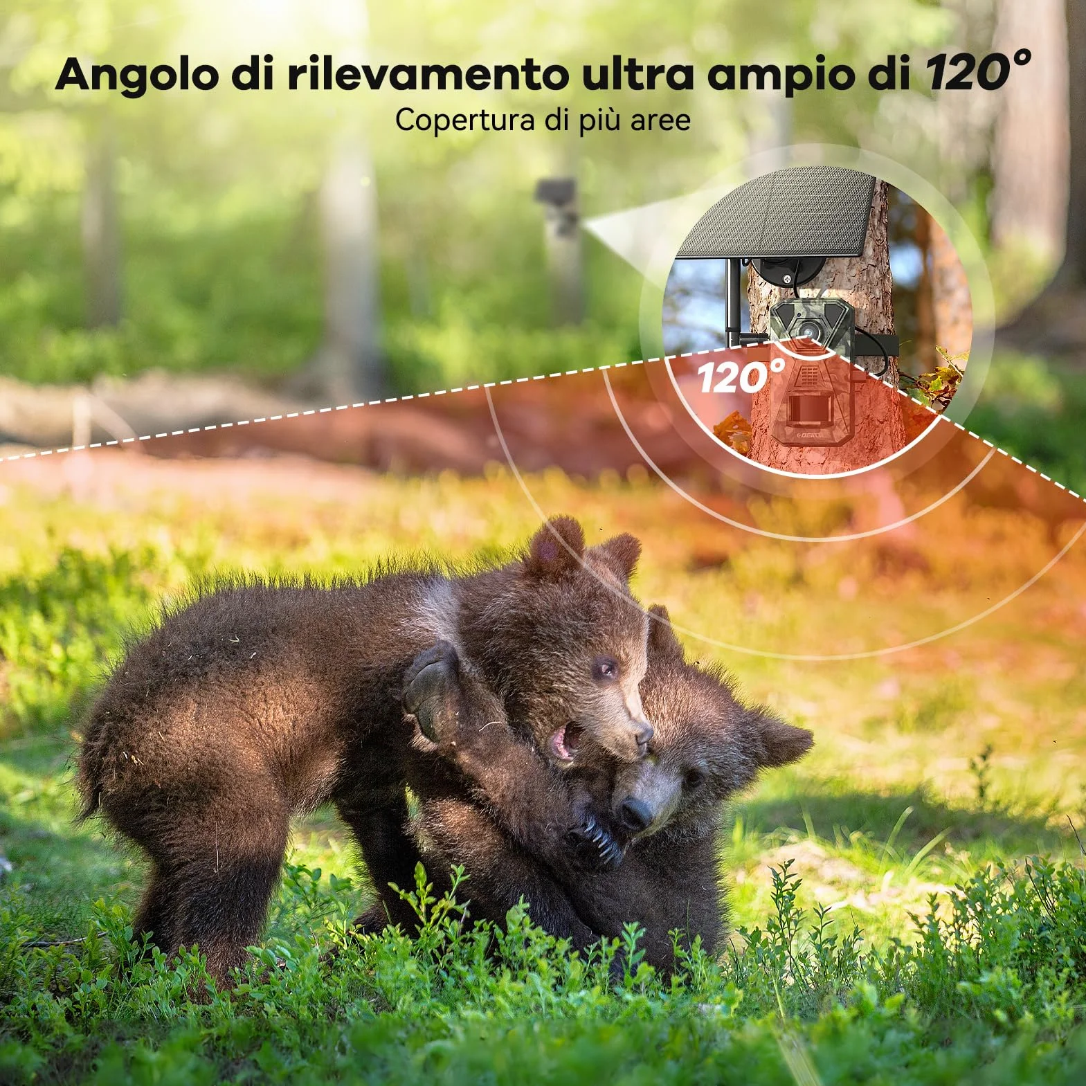 DEATTI Solare Fotocamera da Caccia 4G LTE con Sim 0,1S 7800 mAh IP65