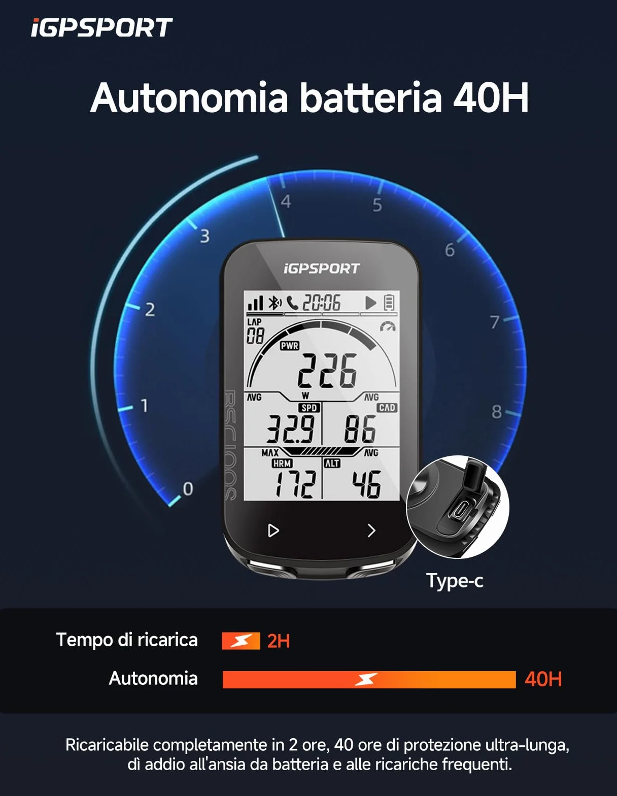 iGPSPORT BSC100S Ciclocomputer GPS Compatibile Contachilometri Bici Senza Fili Display 2,6" Tachimetro Retroilluminazione Automatica Impermeabile Bluetooth 5.0 ANT+