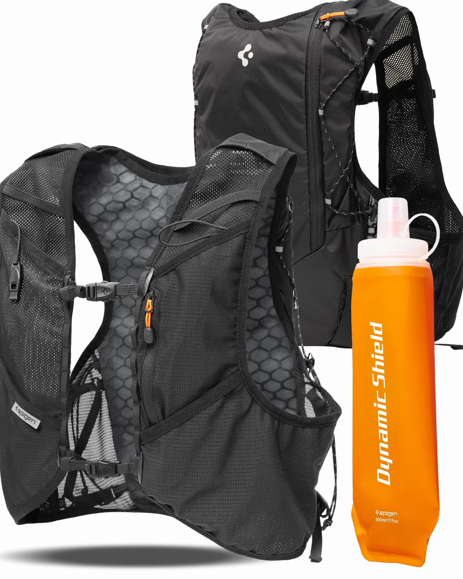 Spigen Gilet Running 5L con Flask 500ml, Supporto Smartphone, Vestibilità Regolabile M/L Active Black