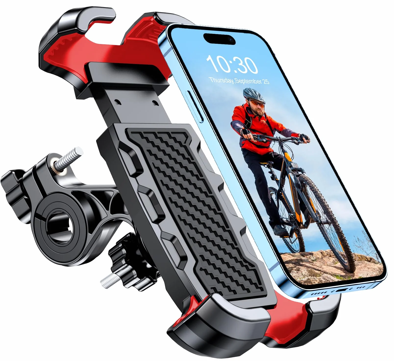 Mohard Porta Cellulare Bici e Moto, Blocco Sicurezza 360° Rotabile Supporto Telefono Bicicletta MTB Universale 4.7-6.8" Smartphone 1S Blocco Rapido Manubrio Stabilizzatori e Ammortizzatori Silicone