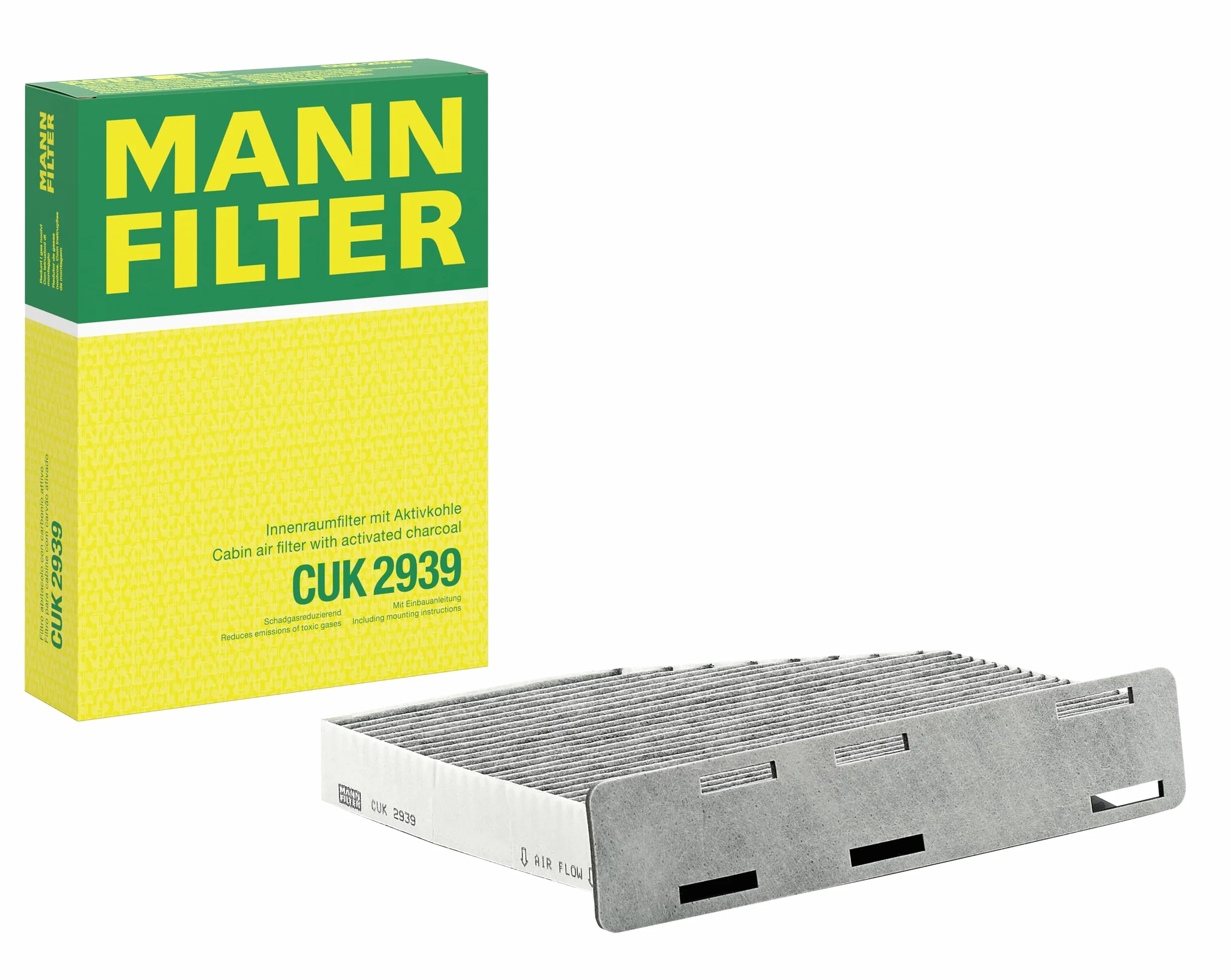 MANN-FILTER CUK 2939 Filtro aria cabina - Filtro Antipolline con Carbonio attivato - per Autovetture + veicoli commeriali
