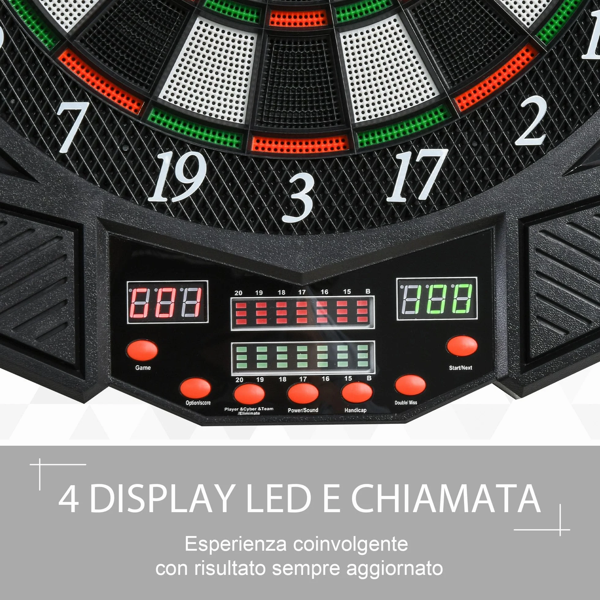 Homcom Bersaglio Elettronico Digitale 12 Freccette 8 Giocatori 27 Giochi 216 Varianti
