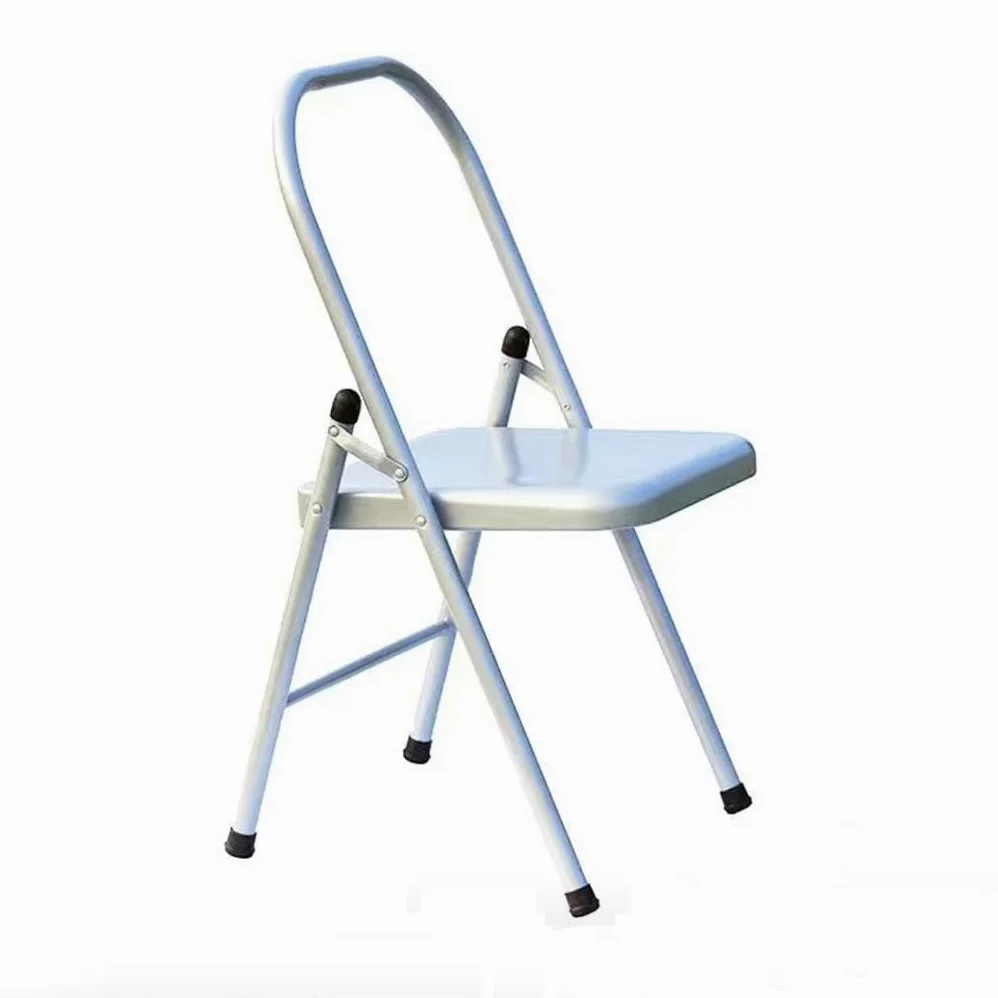 Pieghevole Sedia Equilibrata da Yoga,Poltrona Ausiliaria Multifunzione Iyengar Yoga,Pilates Sedia,Pieghevole ausiliaria Yoga,Strumento di Allenamento per Forza,Silver white-82cm×43cm