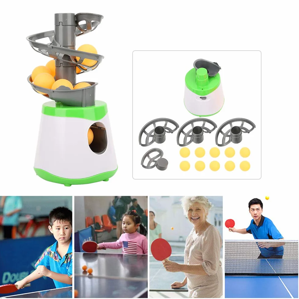 Drfeify Lanciatore Automatico di Palla da Pong, Allenatore di Pong in ABS Durevole Portatile per Principianti