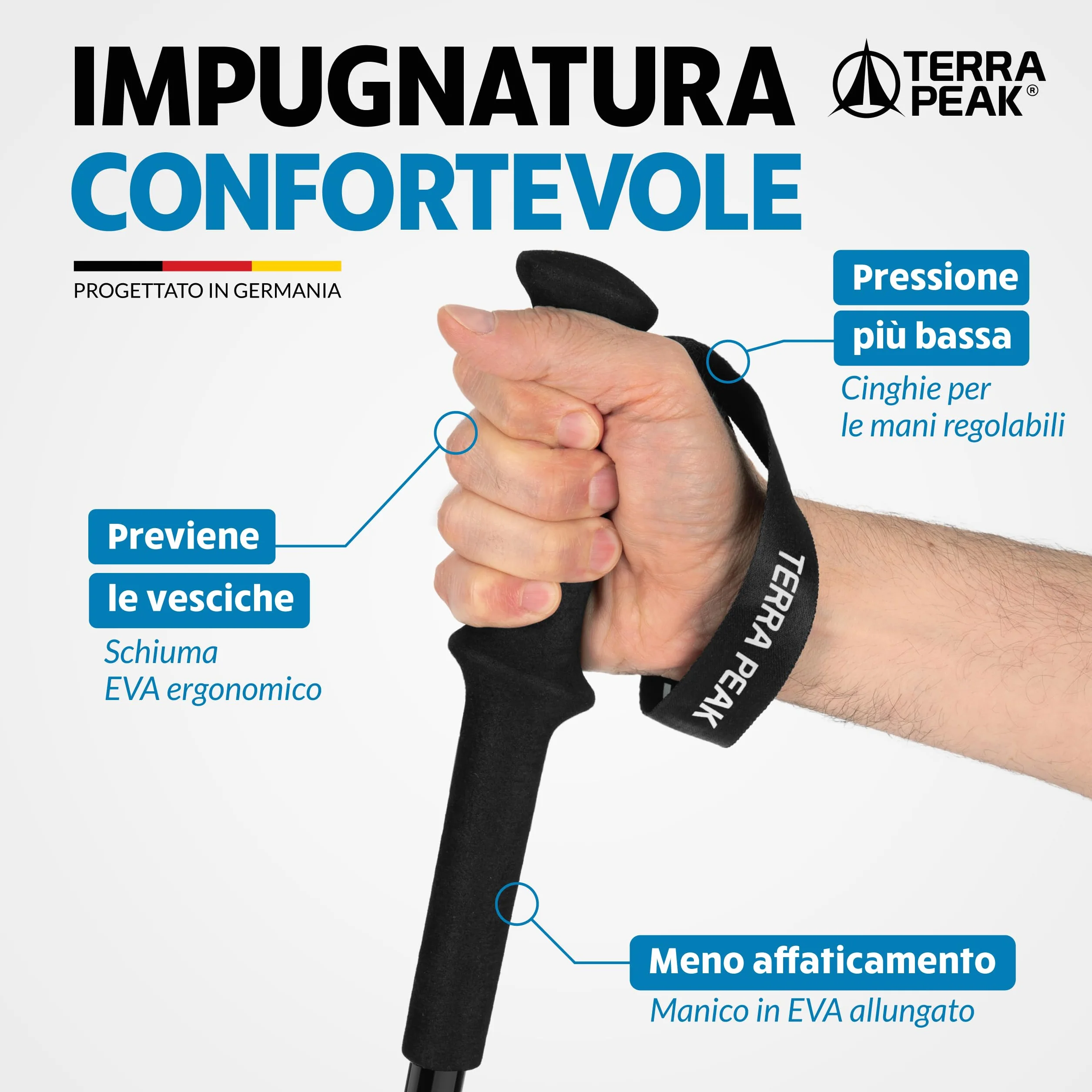Terra Peak Bastoncini da trekking pieghevole in alluminio estensibili regolabili ultra-leggeri per nordic walking trail running escursionismo