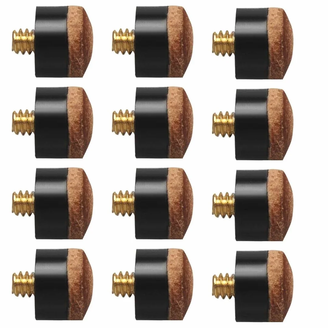 Puntali per Stecca da Biliardo 12 mm, 12 Pezzi Ricambio in Ottone, Punte Avvitabili Marrone Duro