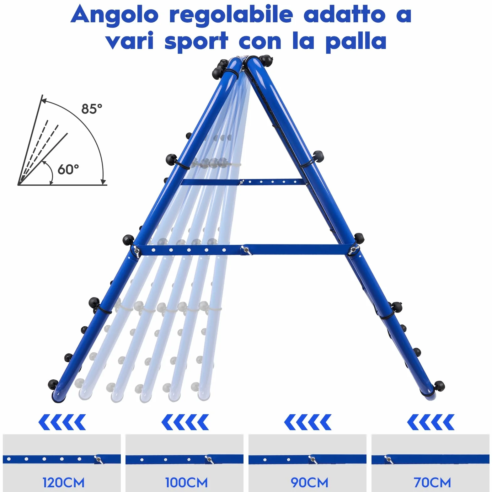 Rimbalzo Calcio Rete Rebounder regolabile su entrambi i lati con obiettivo per calcio, baseball, tennis, rugby - Rete da allenamento con robusto telaio in acciaio - 80/100/120 cm
