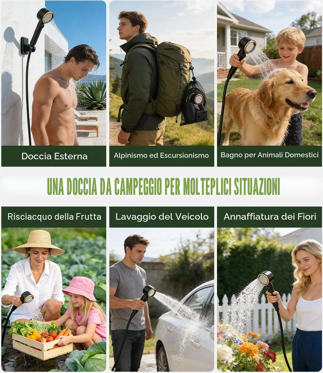 Doccia da Campeggio Portatile, 8000mAh Doccia Portatile Pompa Doccia Subacquea Ricaricabile USB Display LCD, IPX8, per Camper, Viaggio, Spiaggia, Animali Domestici