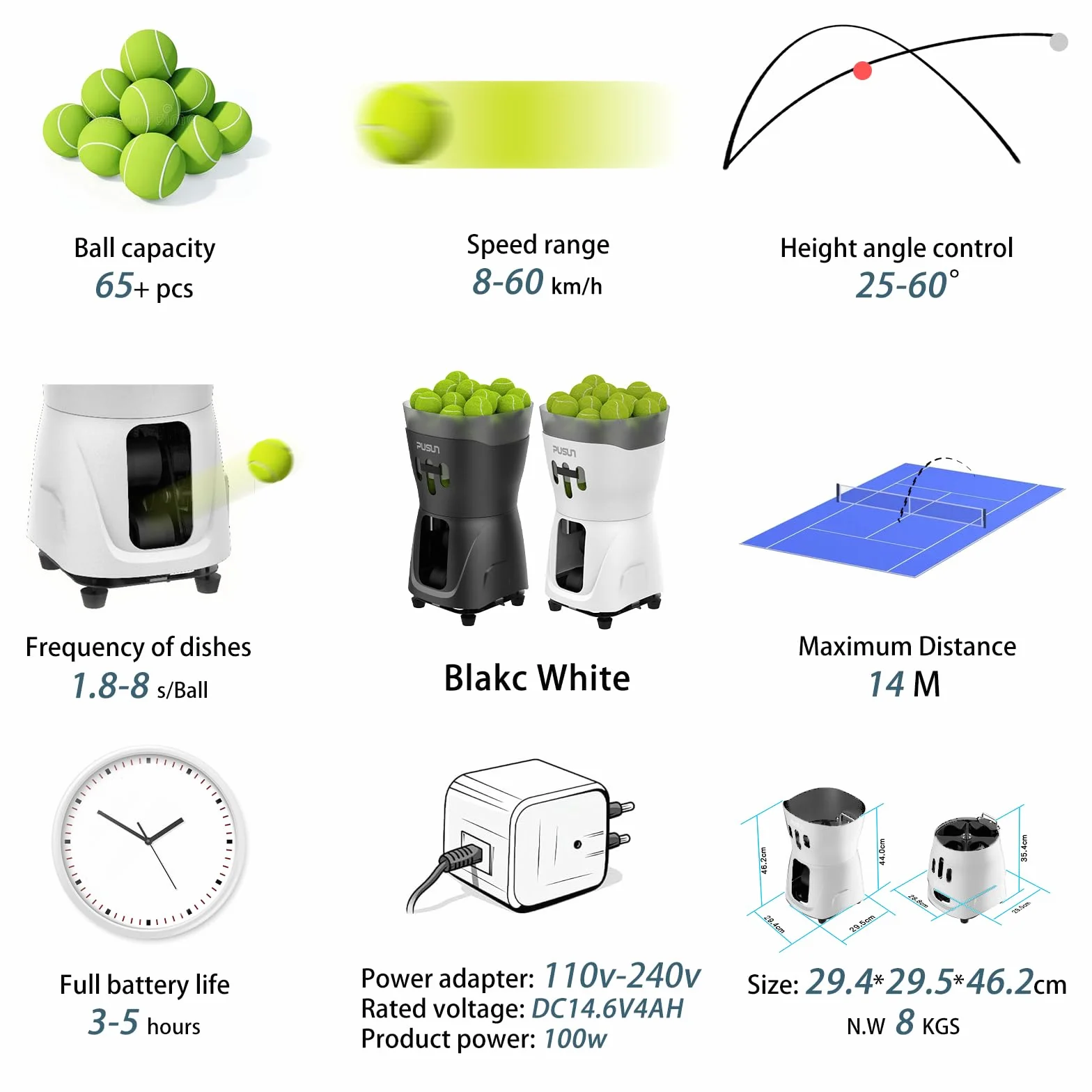 PT Mini PRO Macchina per palline da tennis compatta leggera per principianti auto-allenamento