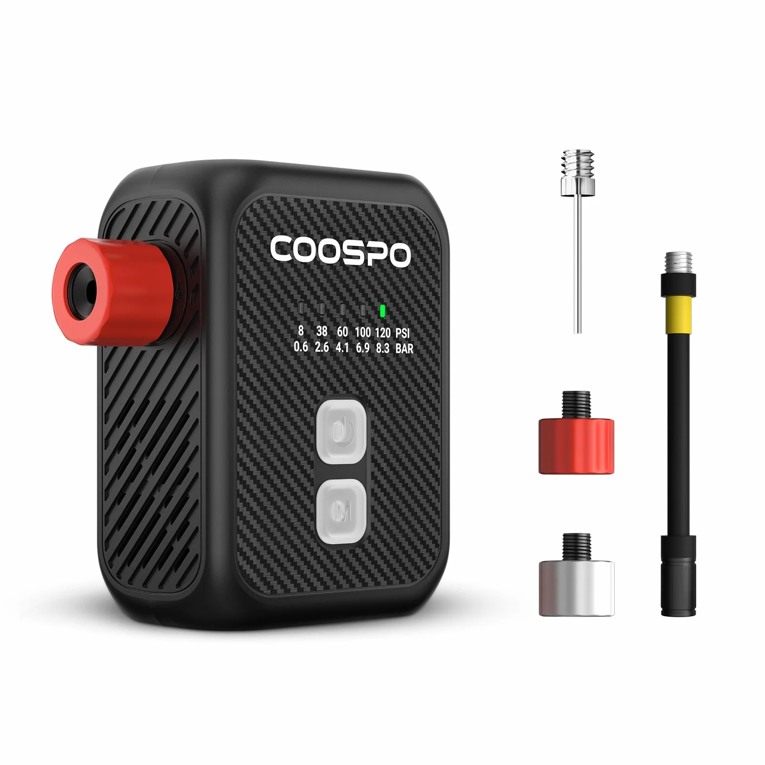 CooSpo Mini Pompa Elettrica per Bicicletta, 120 PSI, Pompa d'Aria con Spegnimento Automatico Presta/Schrader