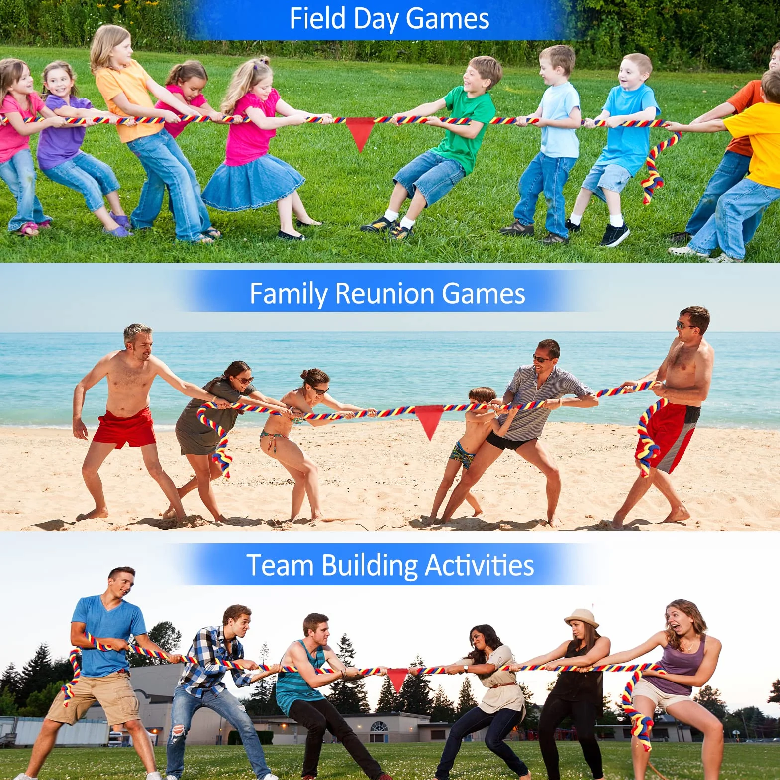 Tug of War Rope Sports Day Kit for Kids Adults Outdoor Garden Games