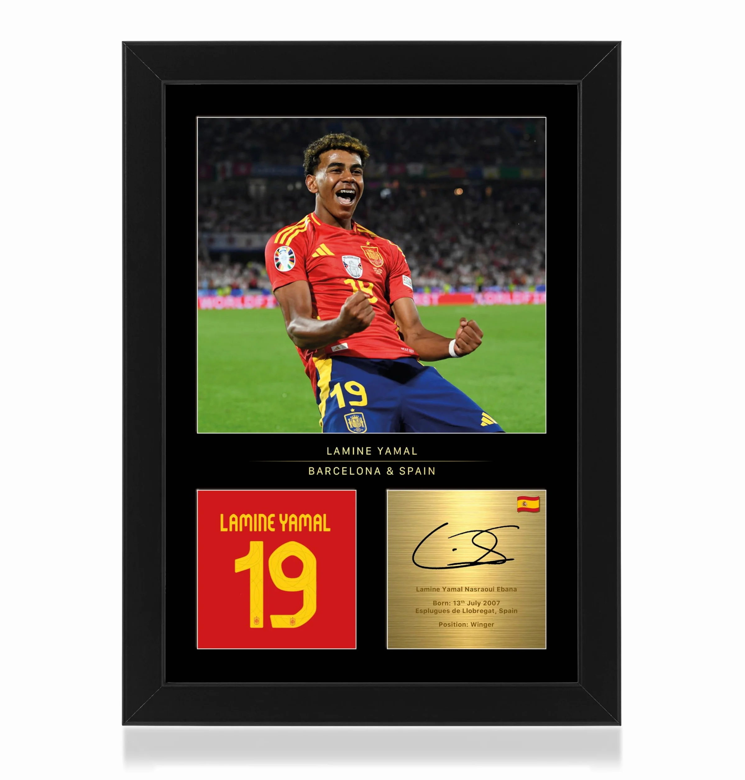 Espositore con foto A4 Lamine Yamal WIN FC, regalo fan Spagna Barcellona