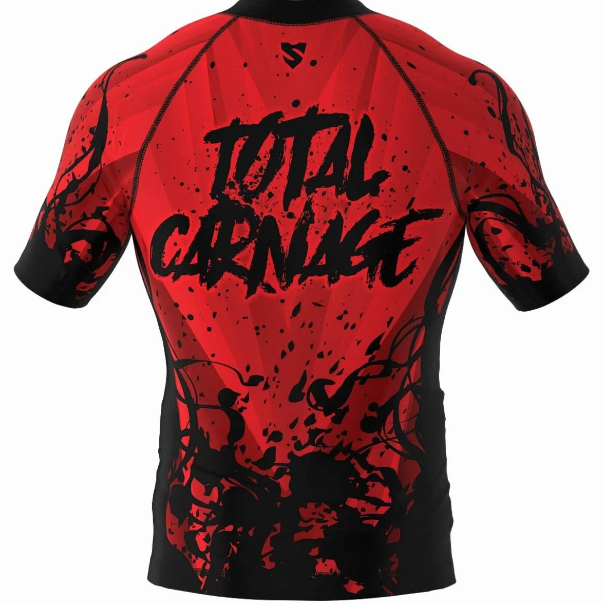 SMMASH Camicia Funzionale Uomo Rashguard Maniche Corte MMA Thaibox Muay Thai Kickboxing Traspirante Resistente All'Abrasione