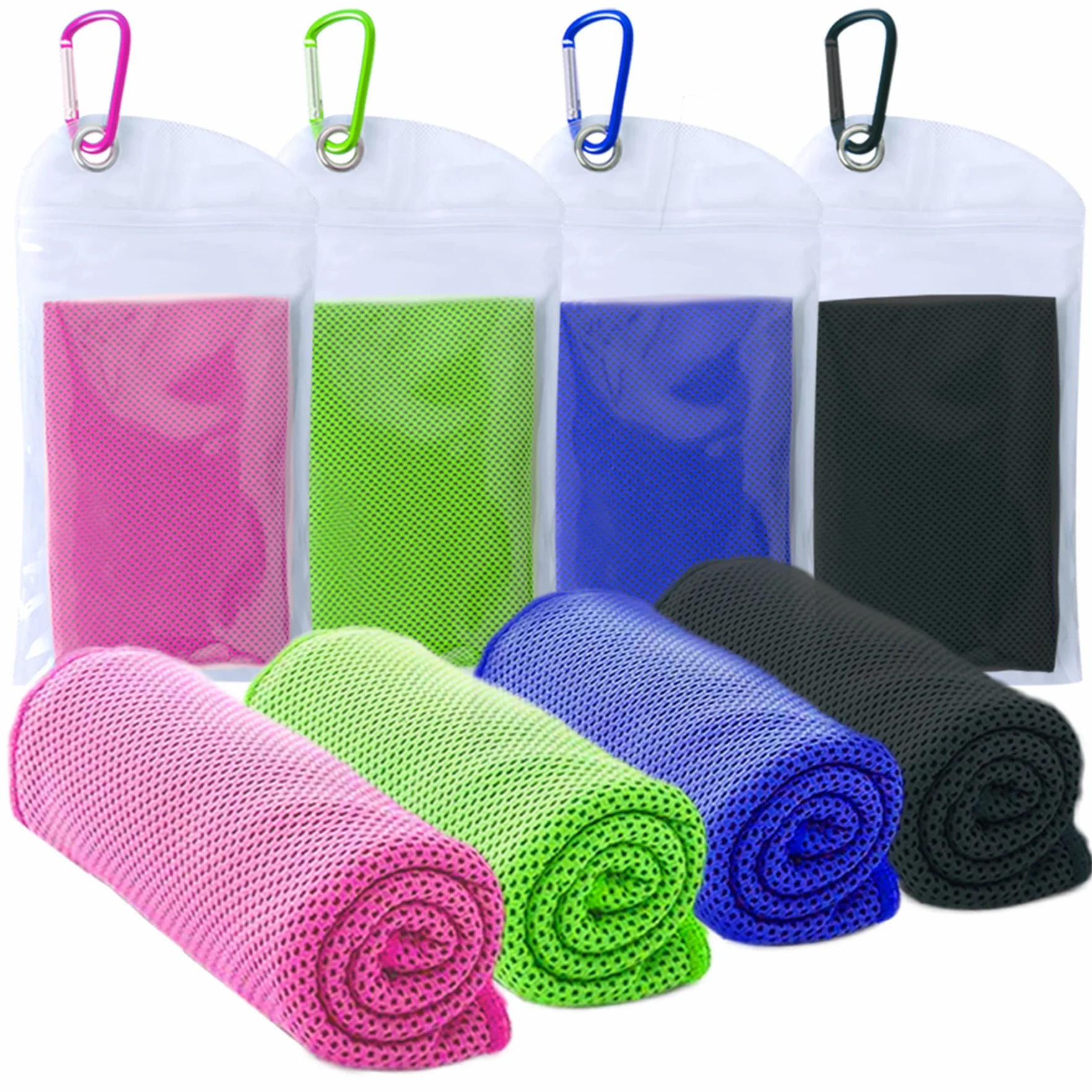 SZELAM Asciugamano rinfrescante in microfibra 101.6x30.5 cm per yoga sport 4 pezzi rosa rosso verde blu scuro nero